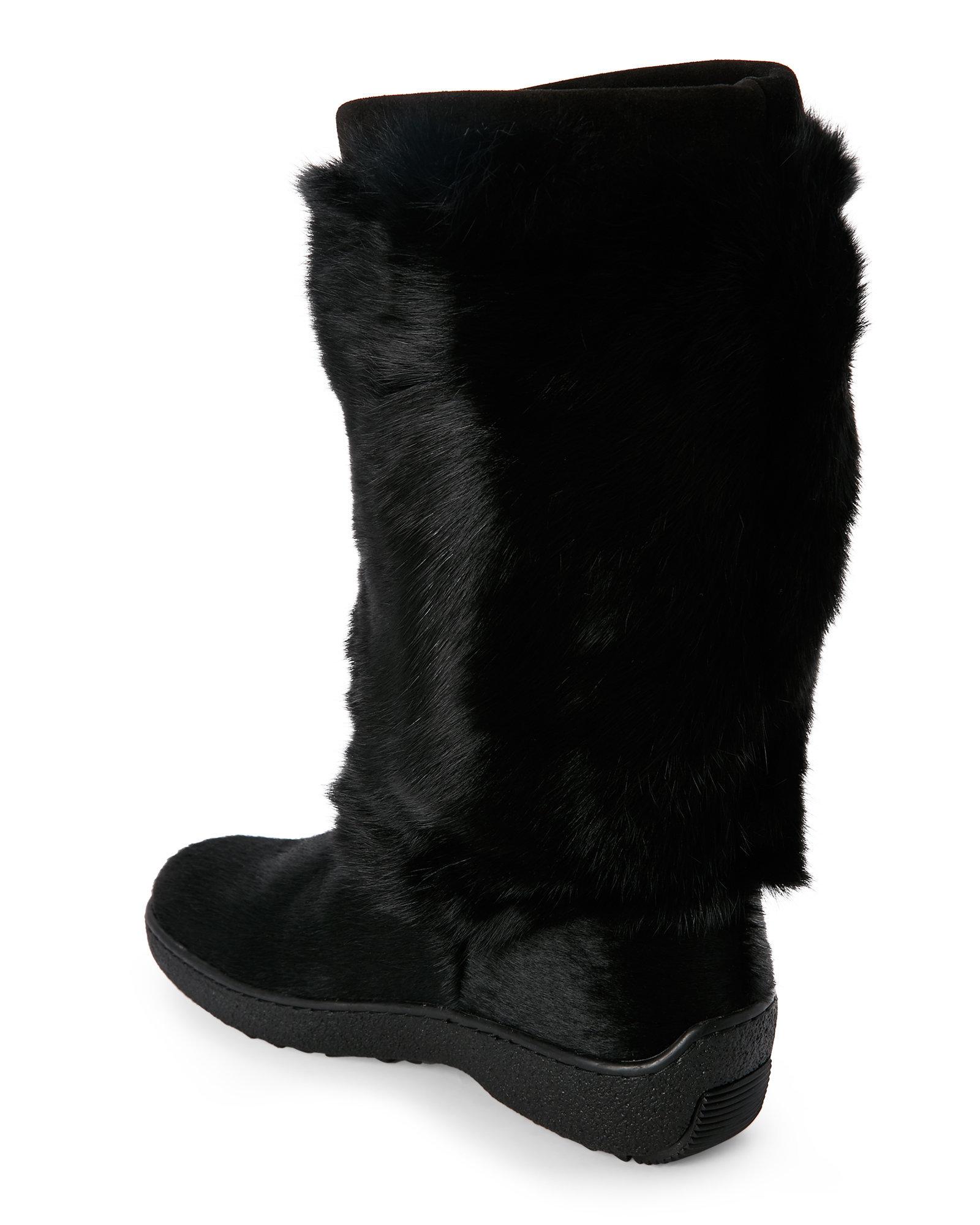 black fur boots