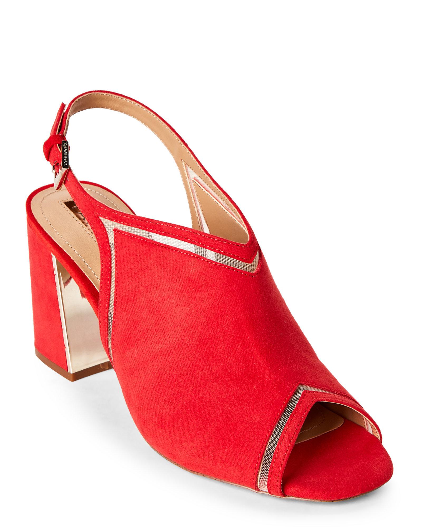 coral block heels
