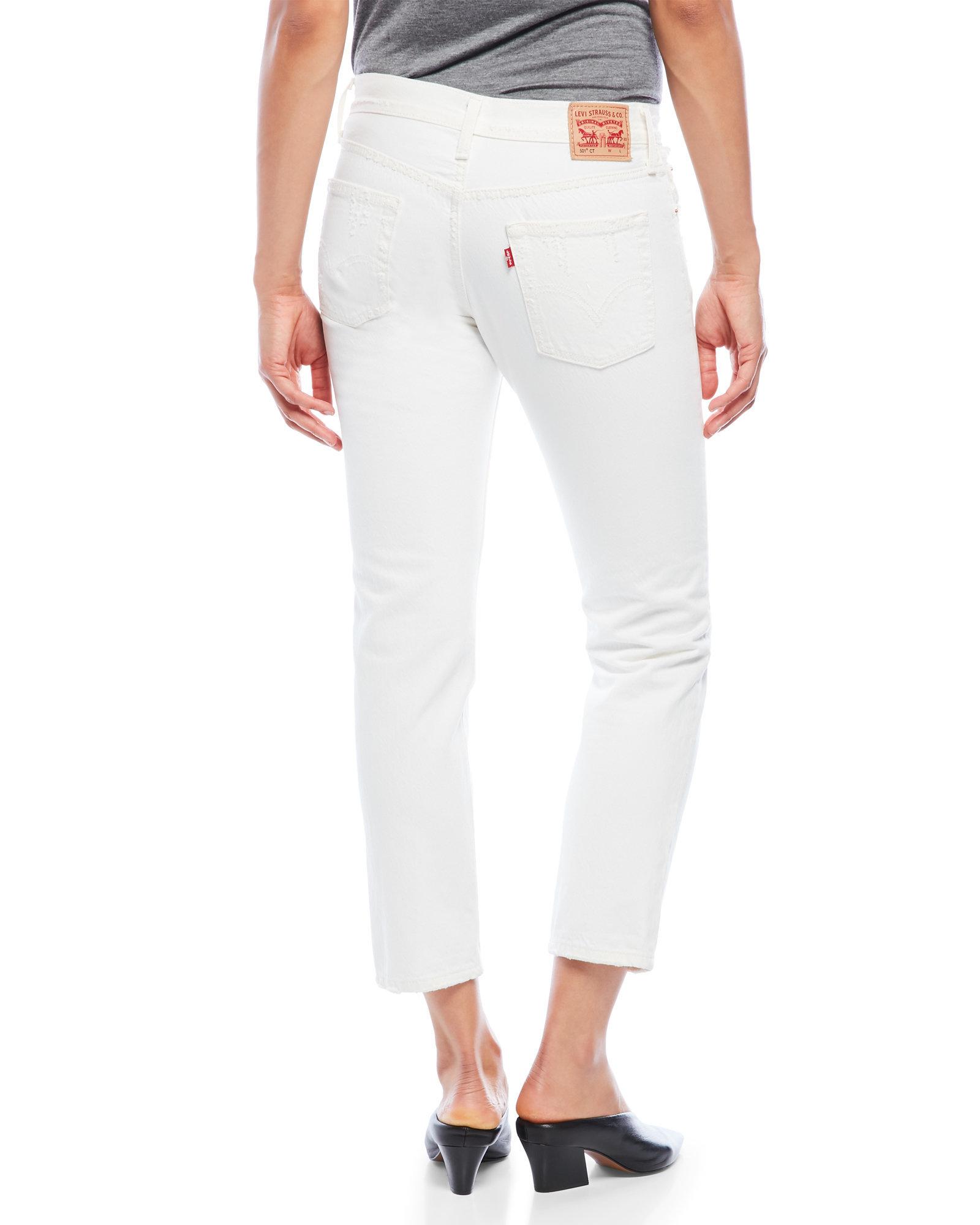 levi white cropped jeans