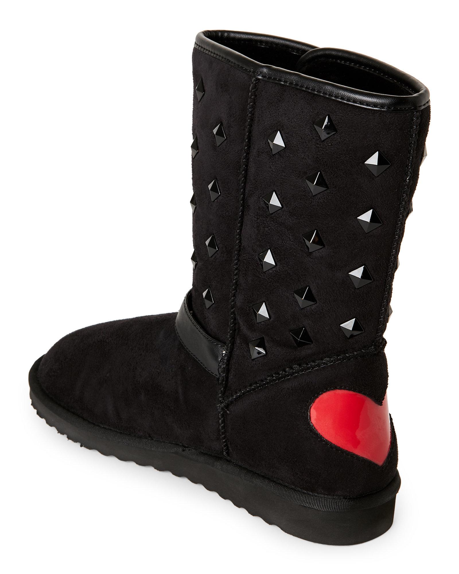 love moschino faux fur stud snow boots