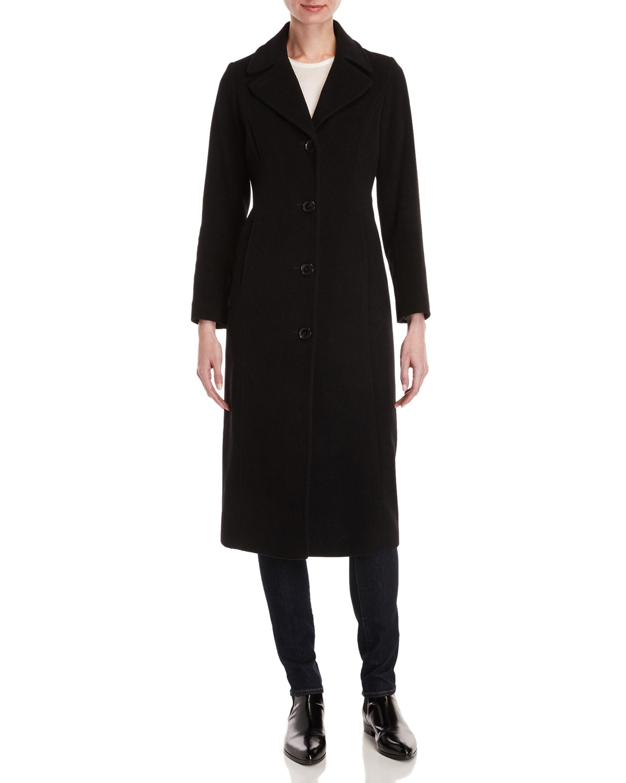 Anne Klein Wool Petite Notched Collar Long Coat in Black - Lyst