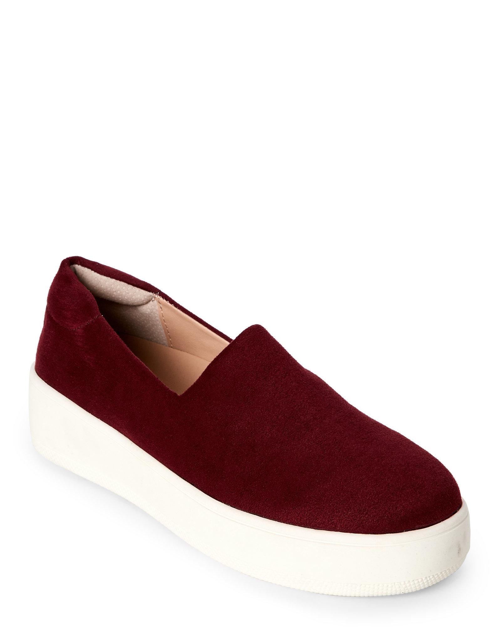 burgundy slip on sneakers