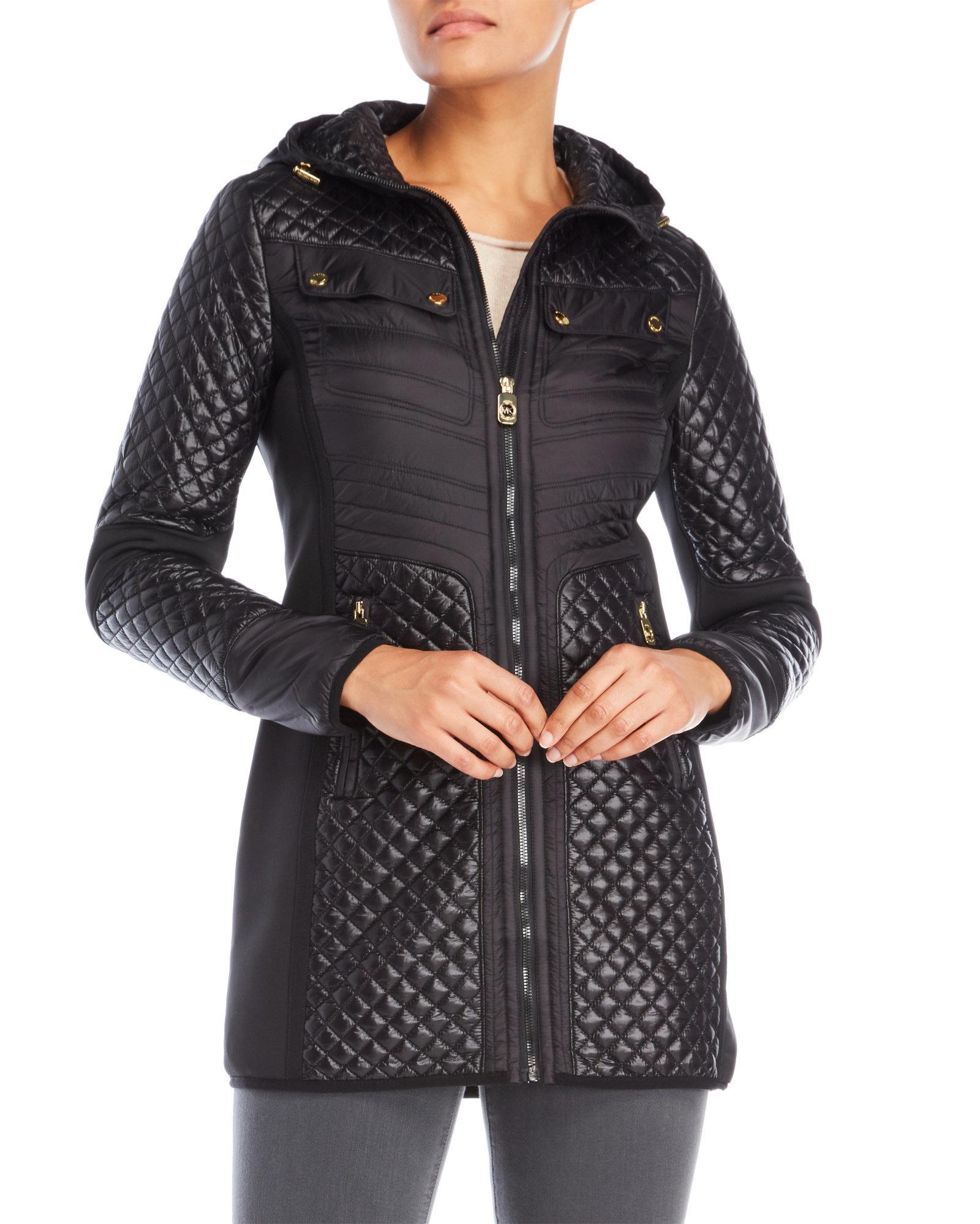 michael kors mixed media puffer coat