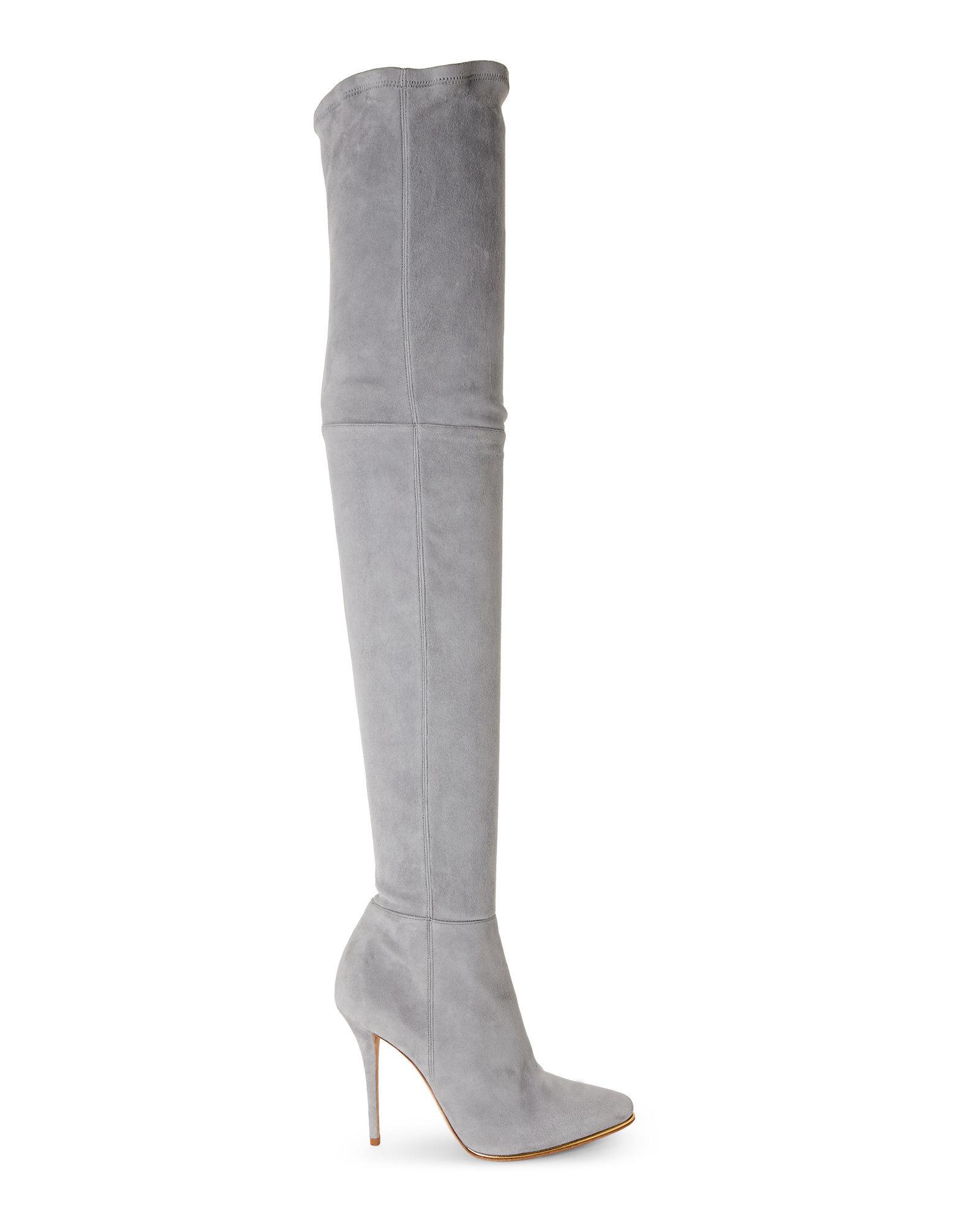 light grey knee high boots
