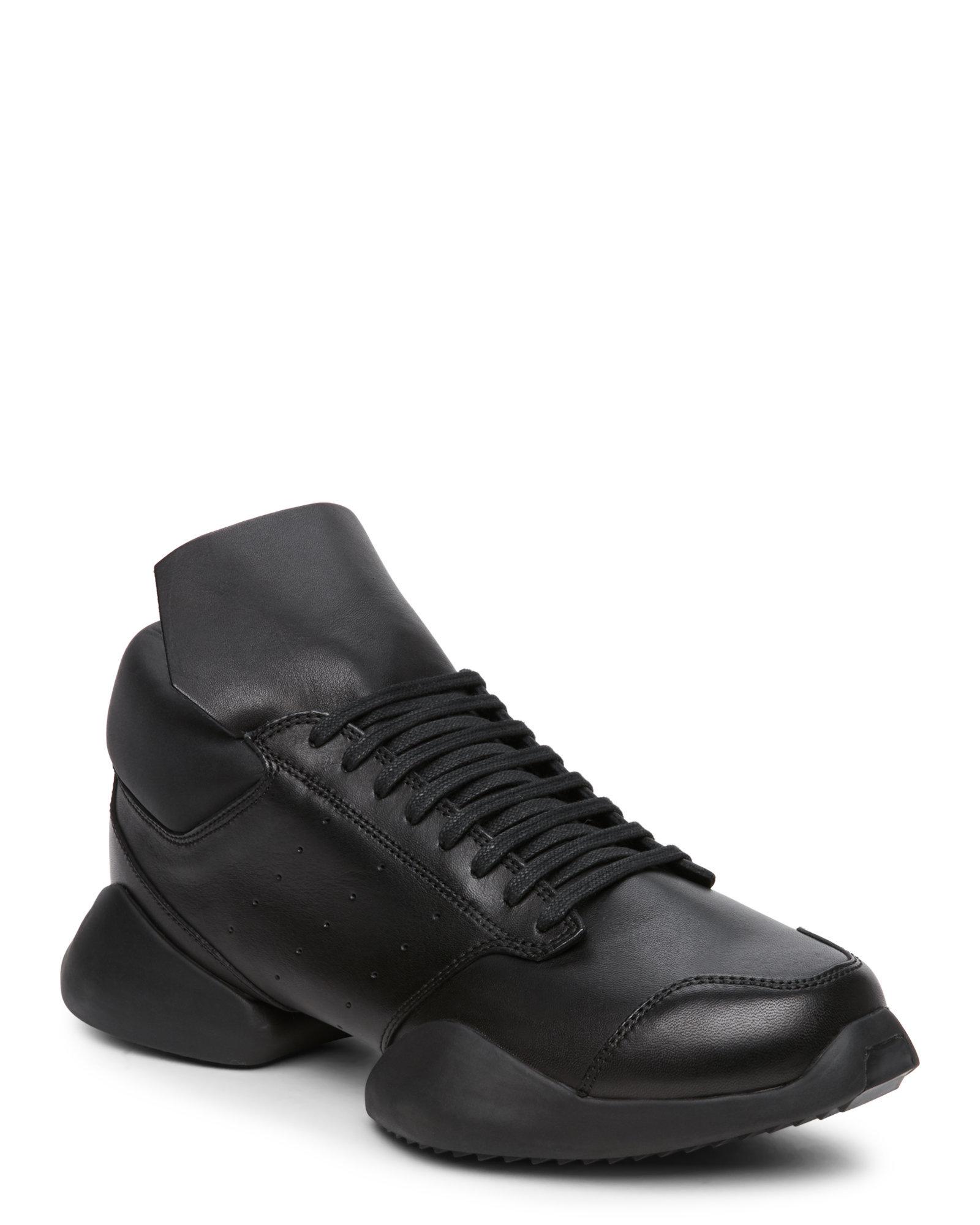 Rick Owens Vicious Runner Leather Sneakers in Black for Men - Lyst