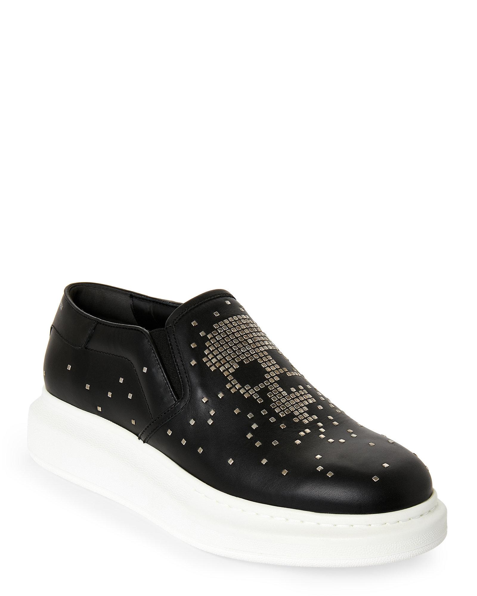 Alexander McQueen Leather Black Pelle S. Gomma Skull Slip On Sneakers ...