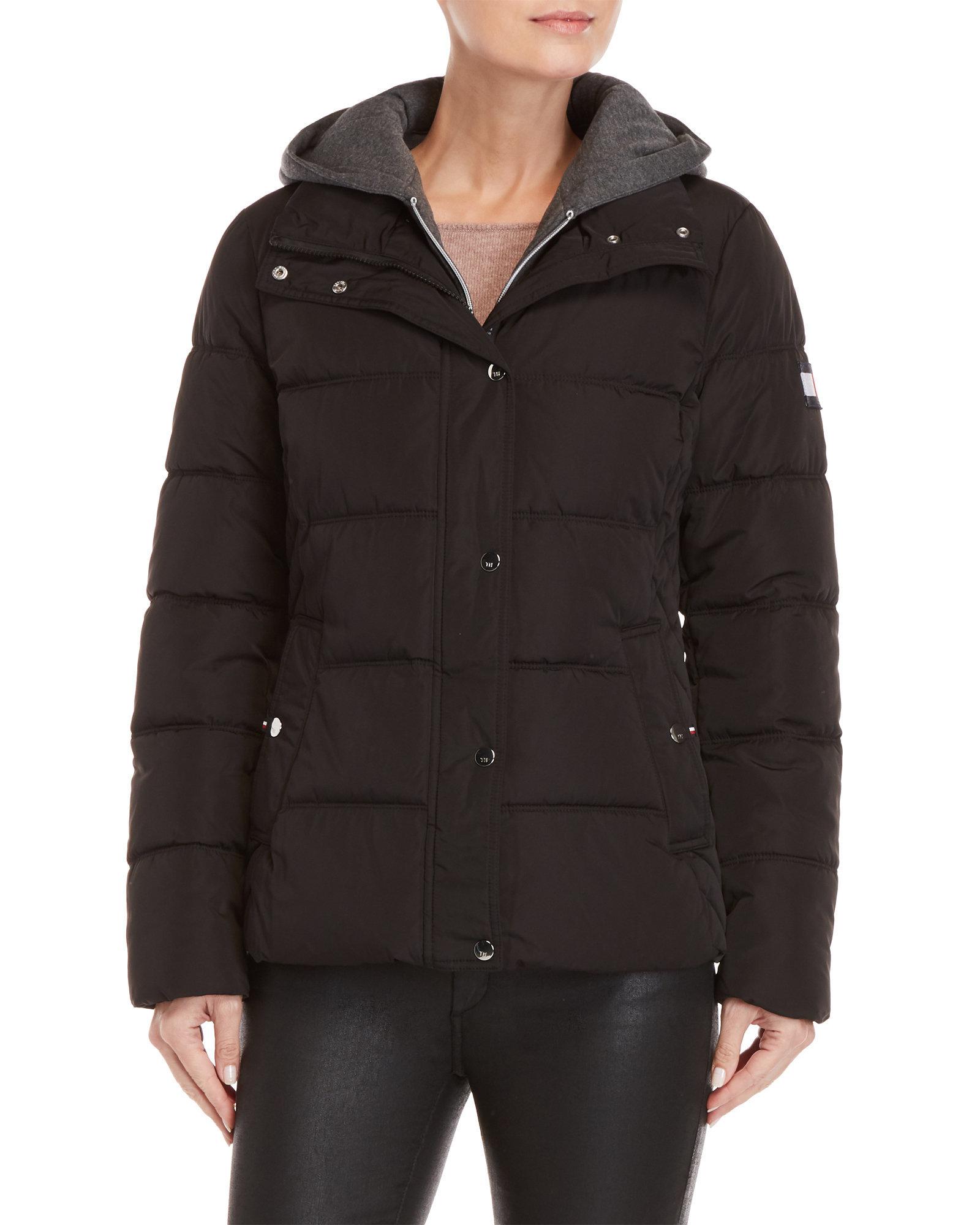 Tommy Hilfiger Synthetic Removable Bib Puffer Jacket in Black - Lyst