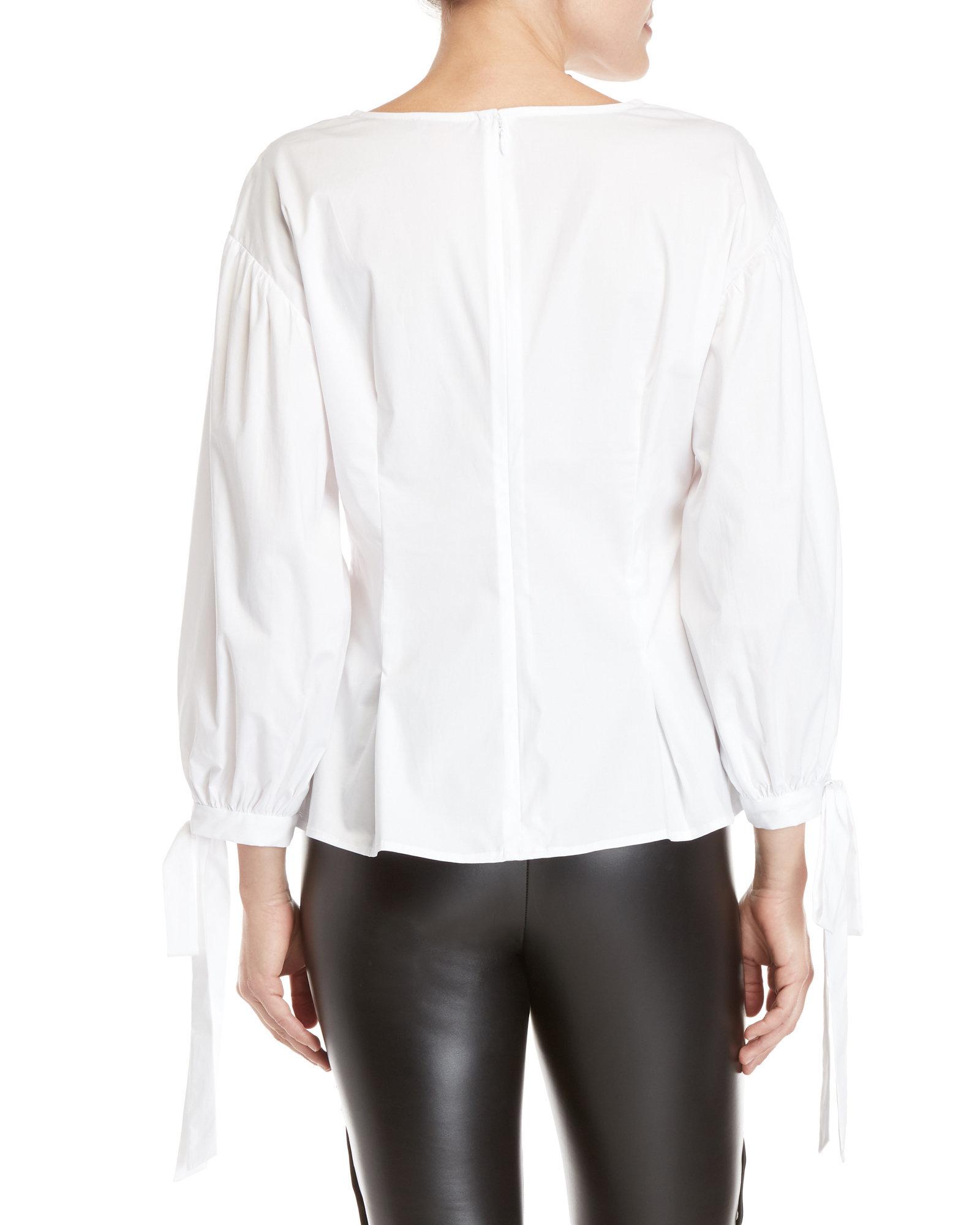 Vince Camuto Cotton \white Balloon Sleeve Blouse - Lyst