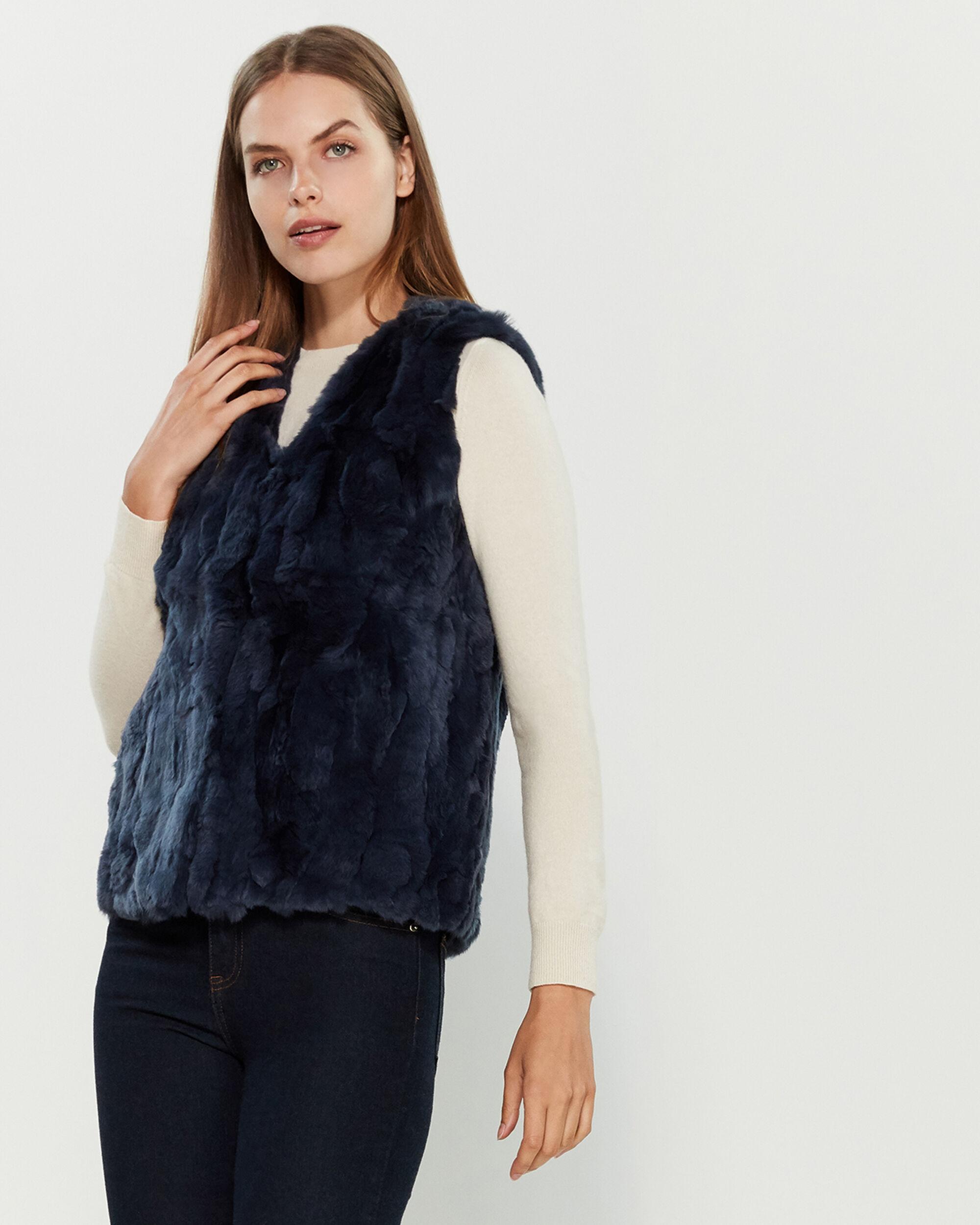Love Token Lauren Real Fur Vest in Navy (Blue) Save 34 Lyst