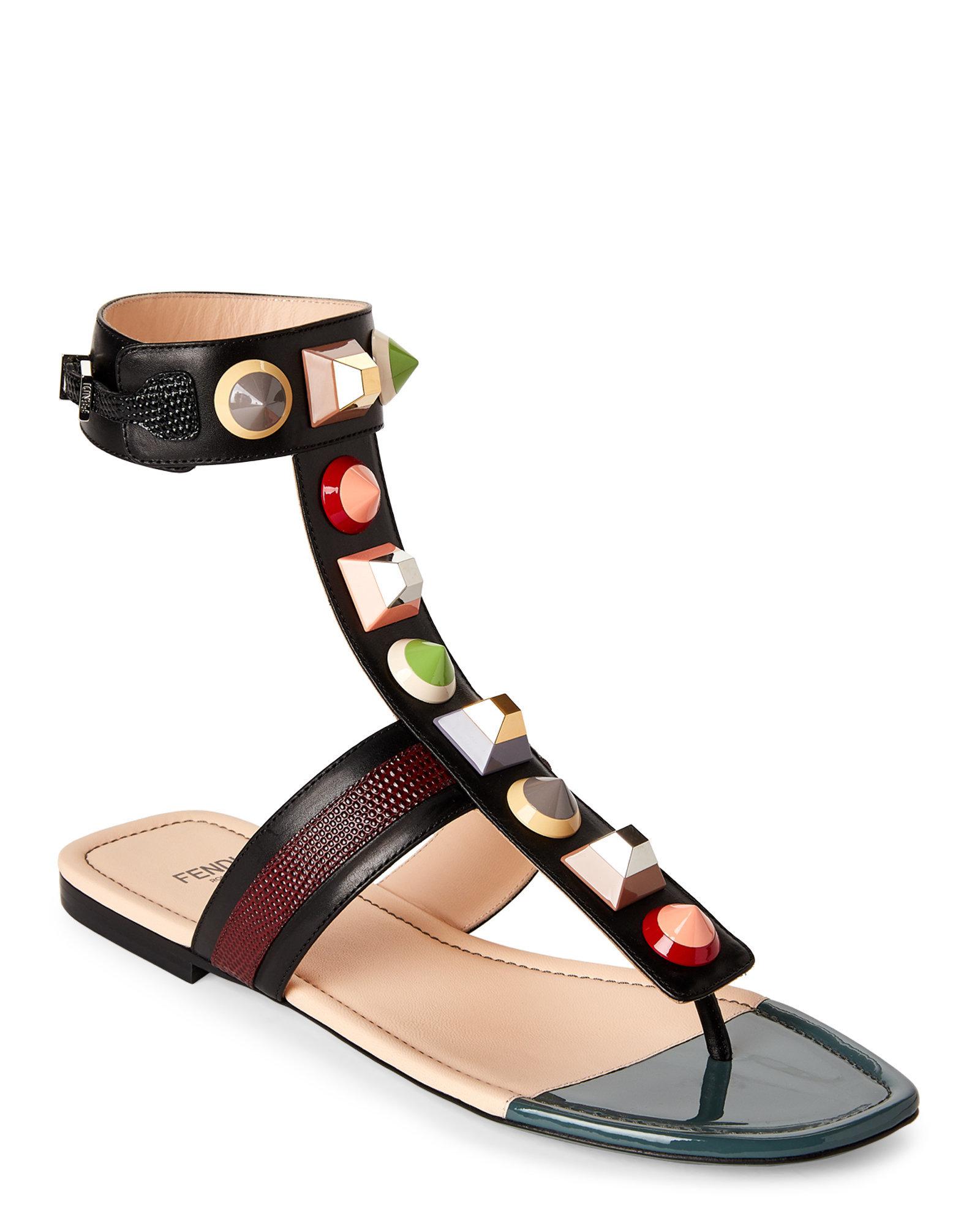 rainbow studded sandals