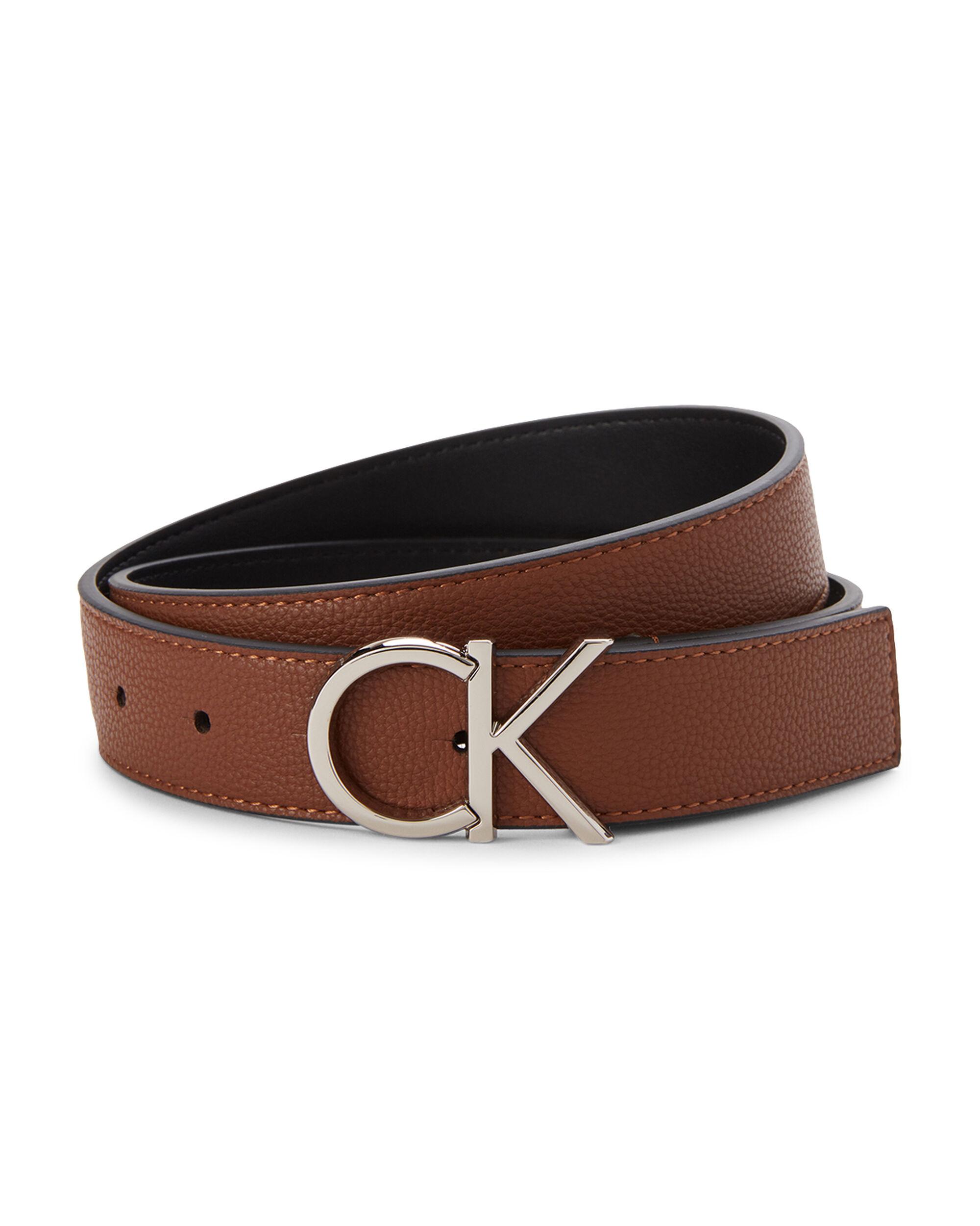 Calvin Klein Brown Pebbled Faux Leather Belt for Men - Lyst