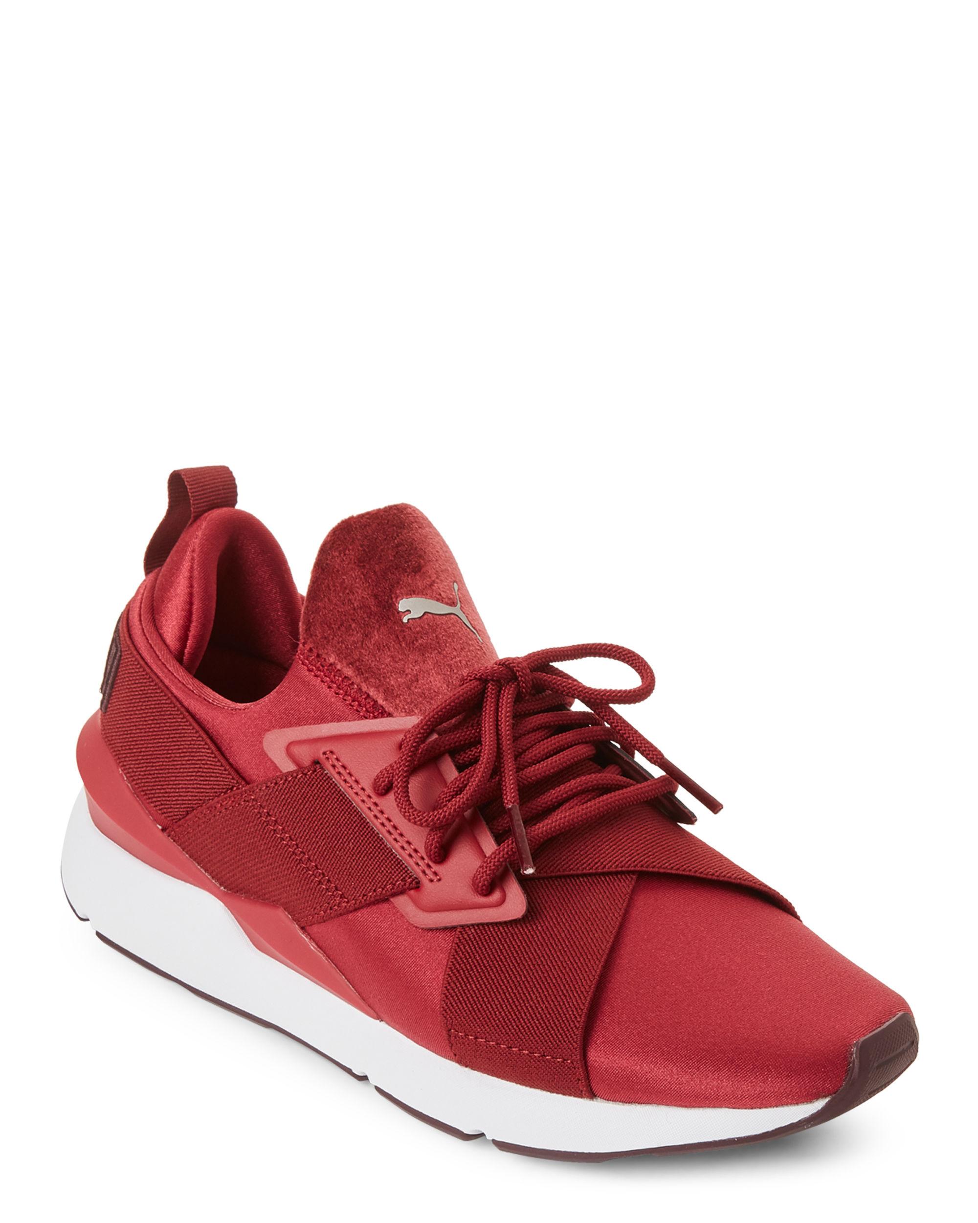 PUMA Pomegranate Muse Satin Sneakers in 