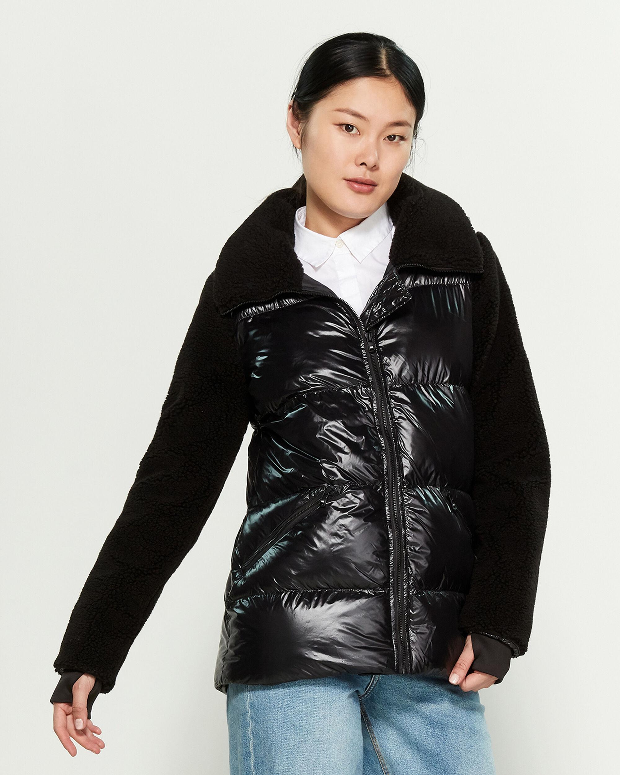 michael michael kors black mixed media coat