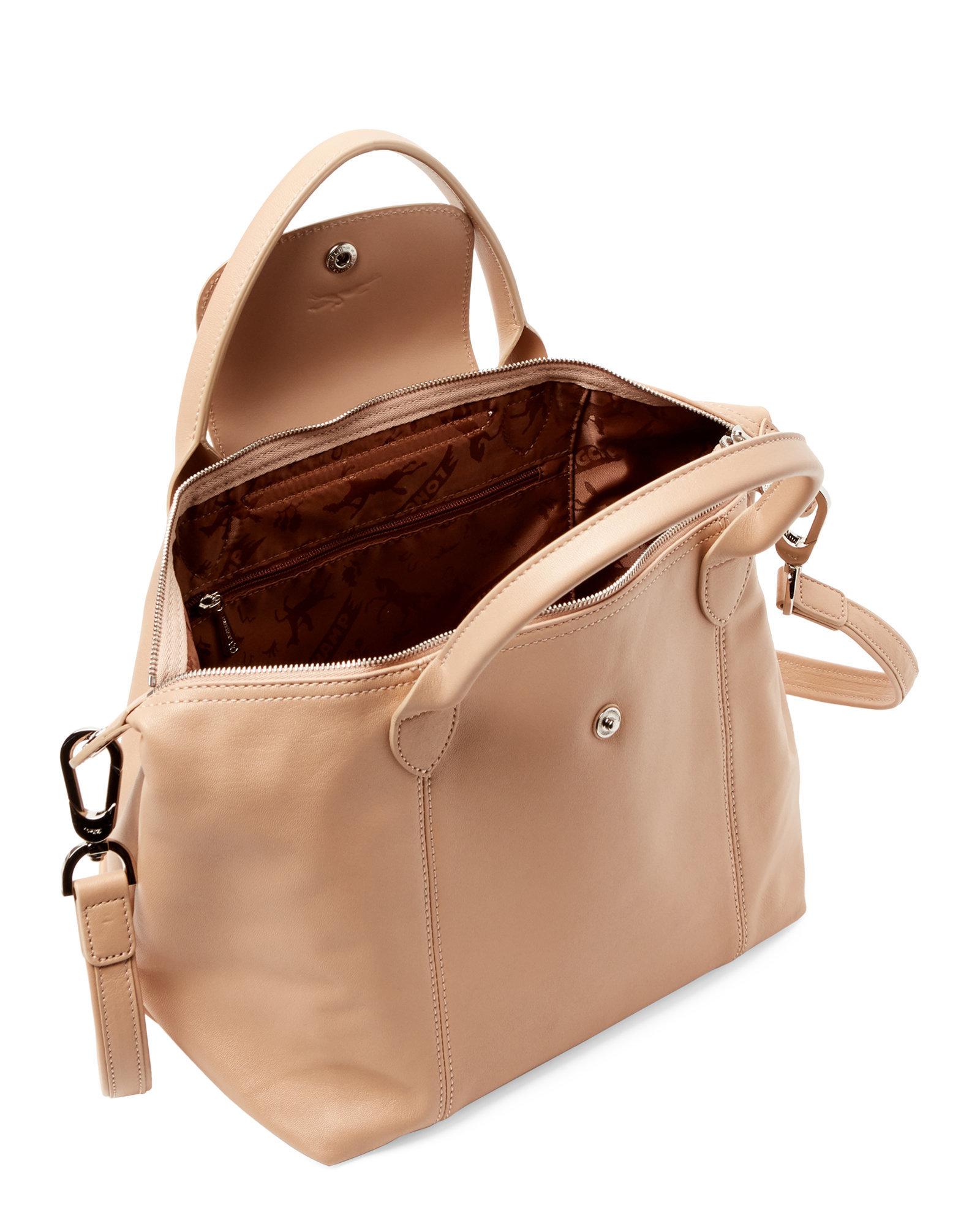 Longchamp Natural Golden Beige Le Pliage Cuir Small Tote