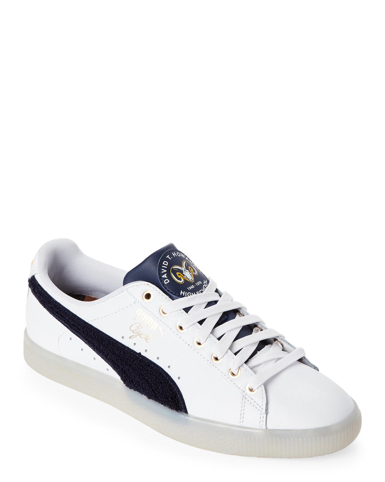 puma clyde white navy