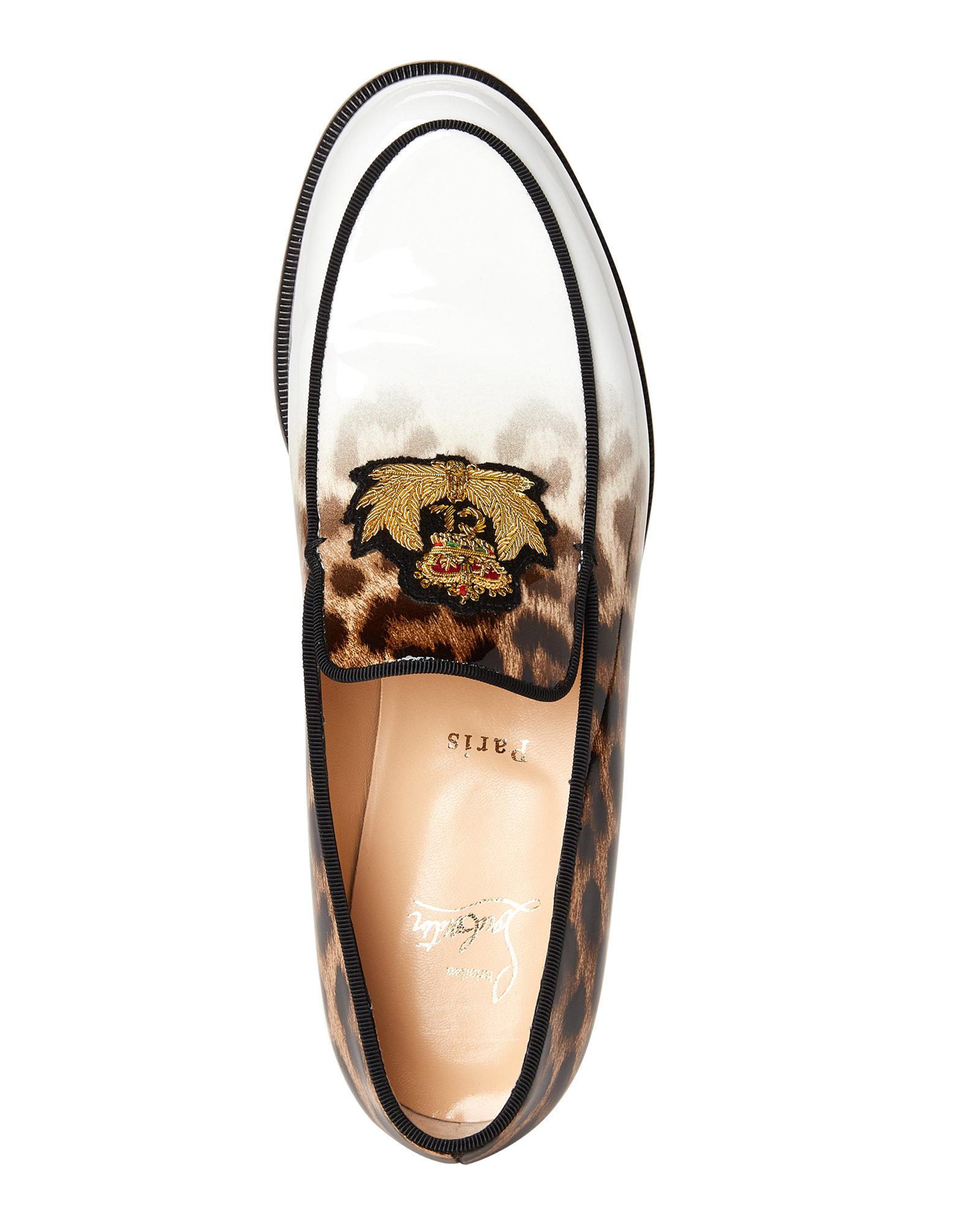 louboutin leopard loafers