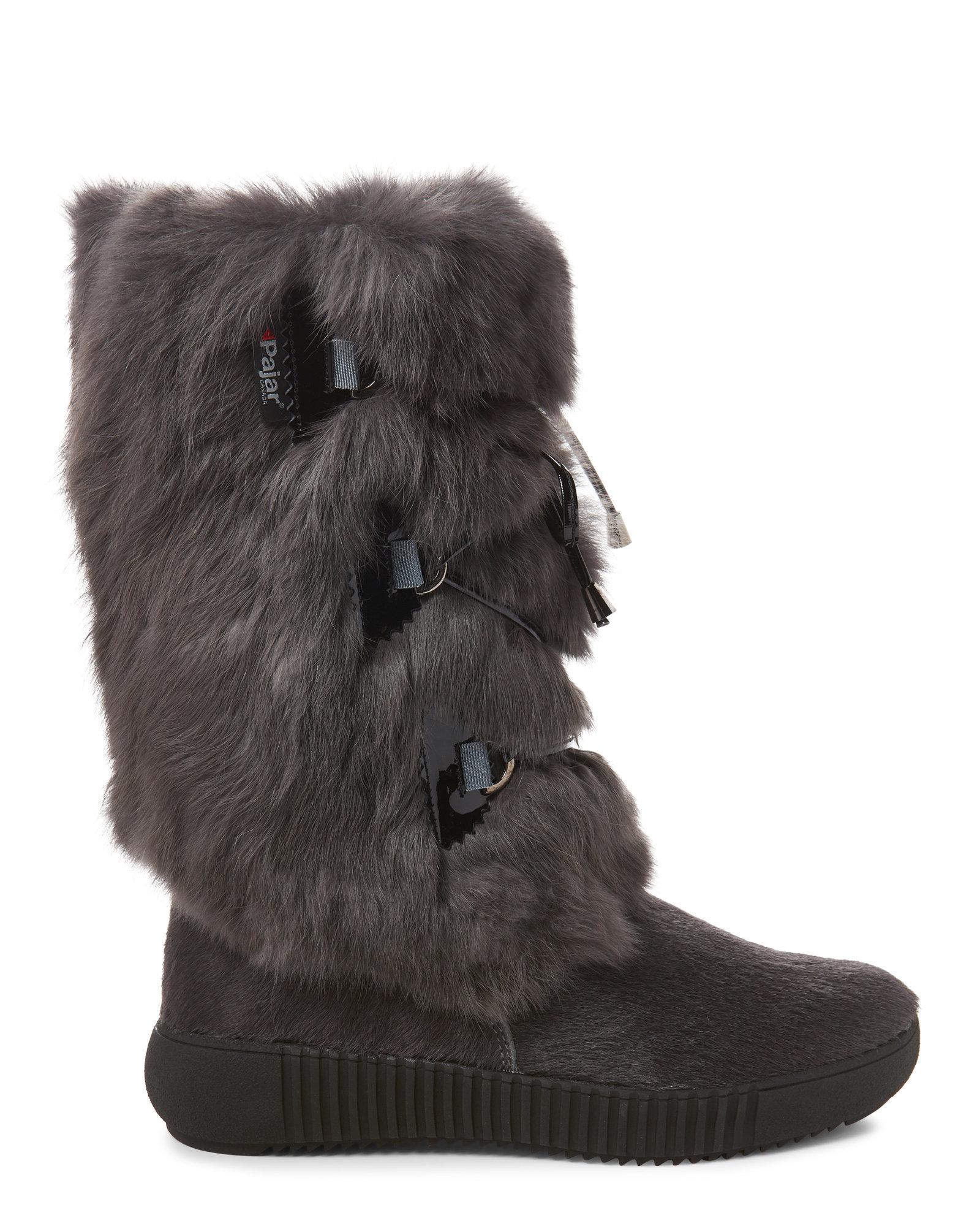 Pajar Charcoal Juliana Real Fur Boots in Gray Lyst
