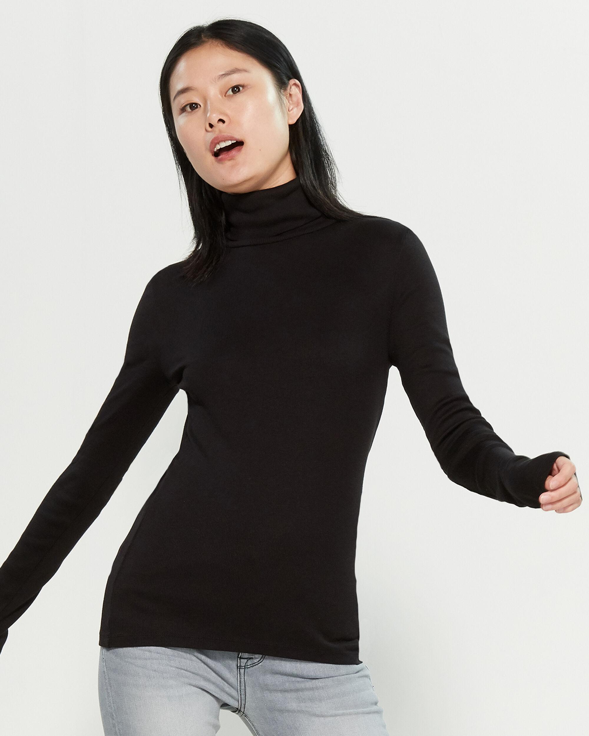 Splendid Cotton Black Fitted Turtleneck Sweater - Lyst