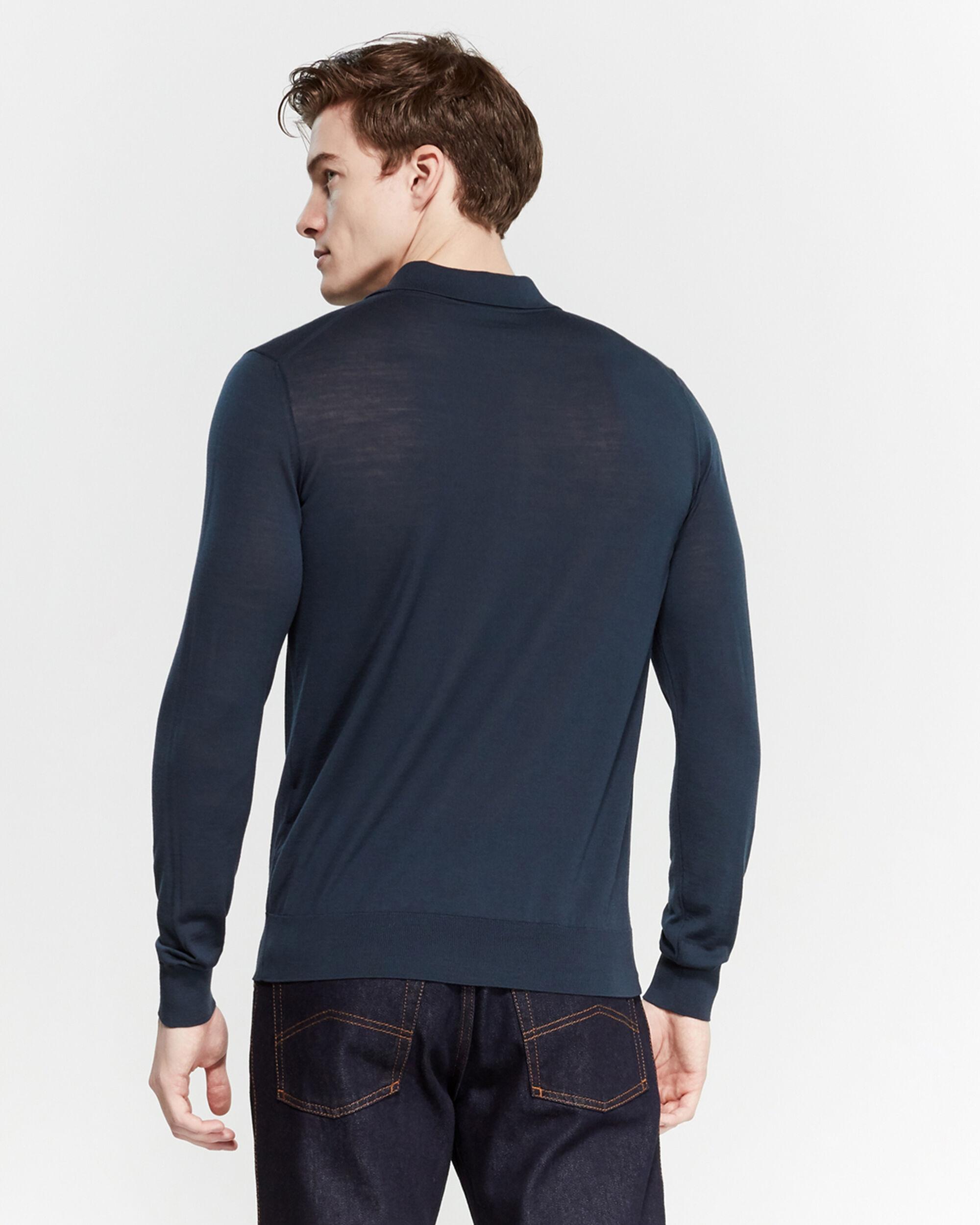 Giorgio Armani Wool Long Sleeve Knit Polo in Navy (Blue) for Men - Lyst