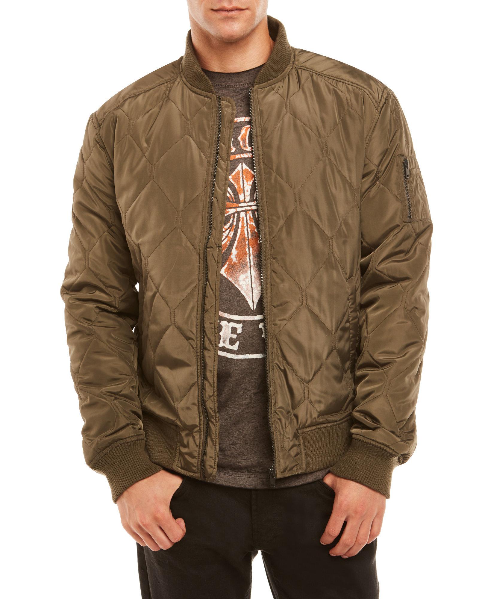 Sovereign Code Synthetic Olive Bertie Quilted Bomber Jacket in Green ...
