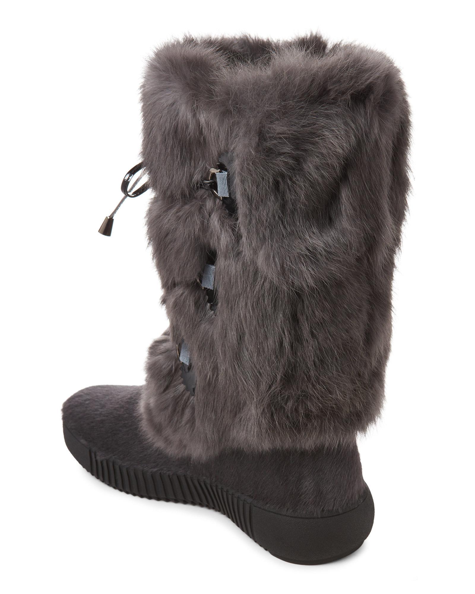 Pajar Charcoal Juliana Real Fur Boots in Gray Lyst