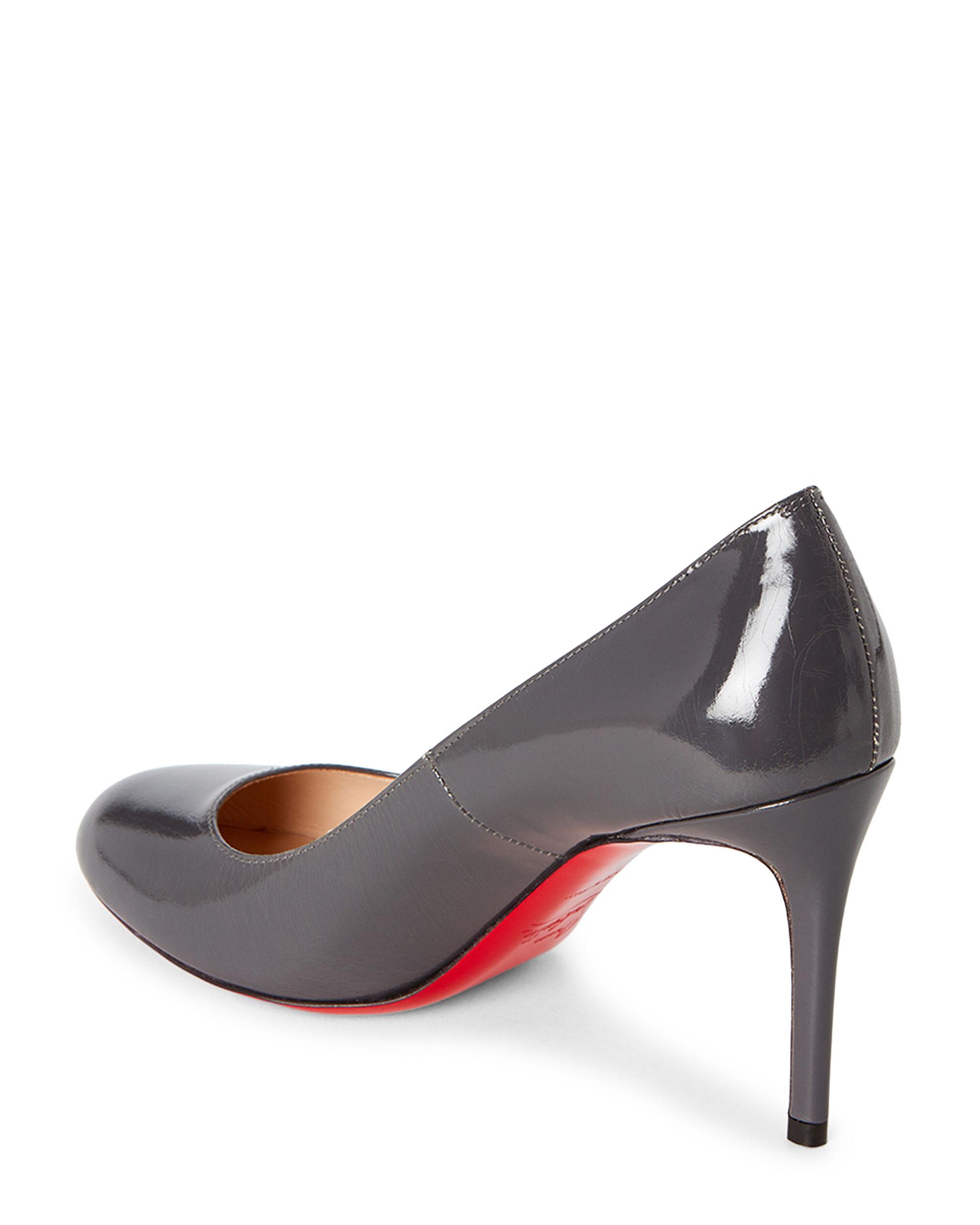 Christian Louboutin Leather Dark Grey Fifi 80 Patent Pumps in Gray Lyst