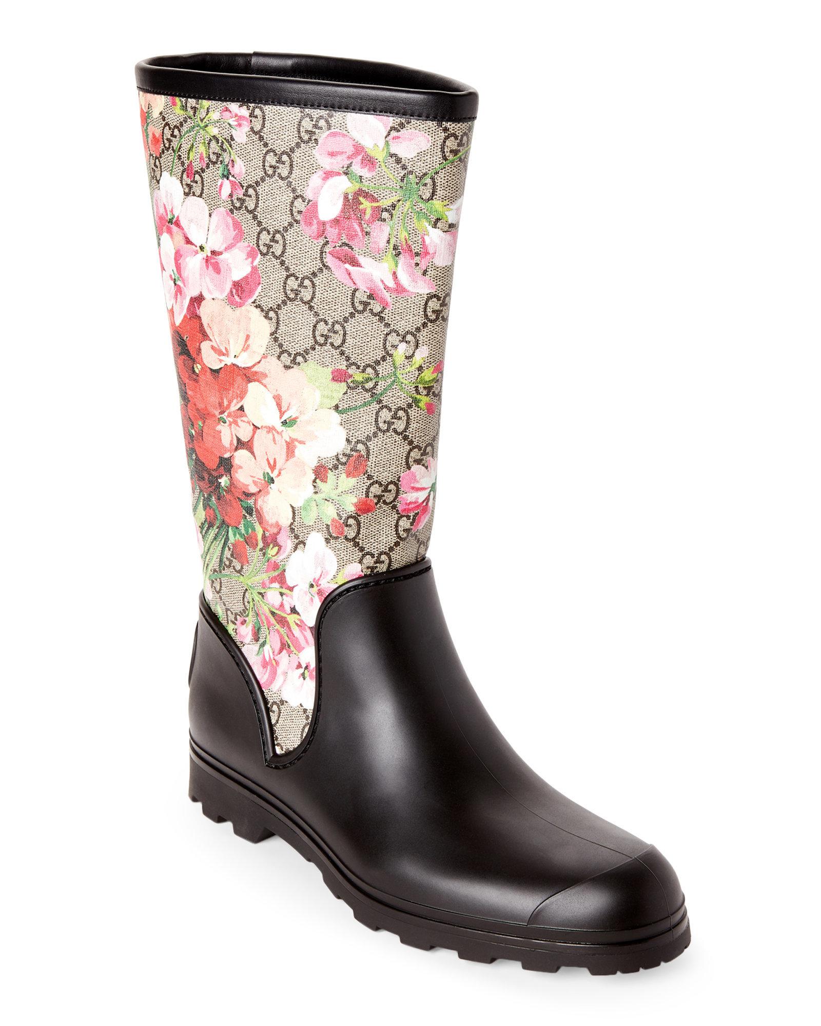 gucci floral rain boots