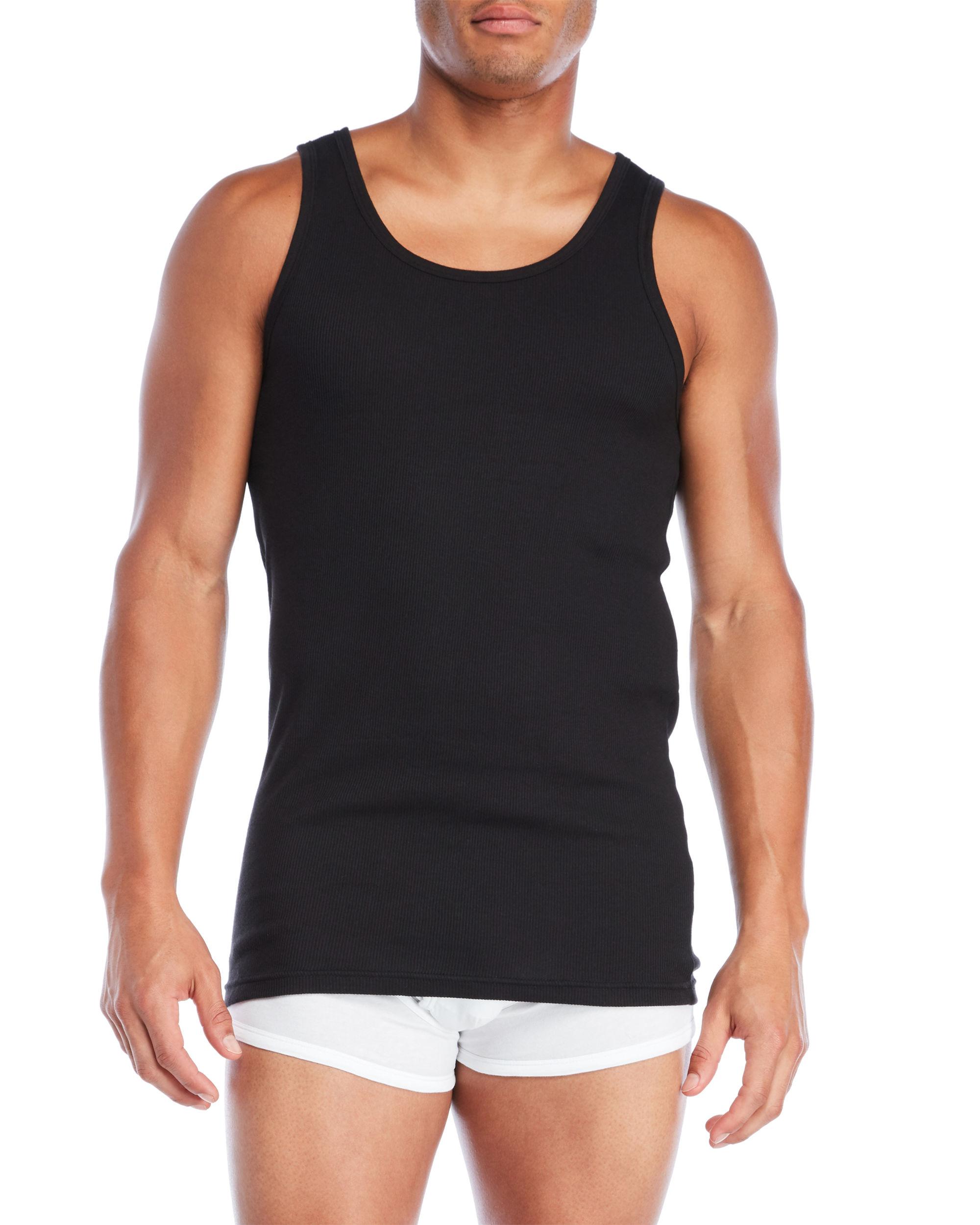 Tommy Hilfiger Cotton 3-Pack Classic Ribbed Tank Tops in Black for Men ...