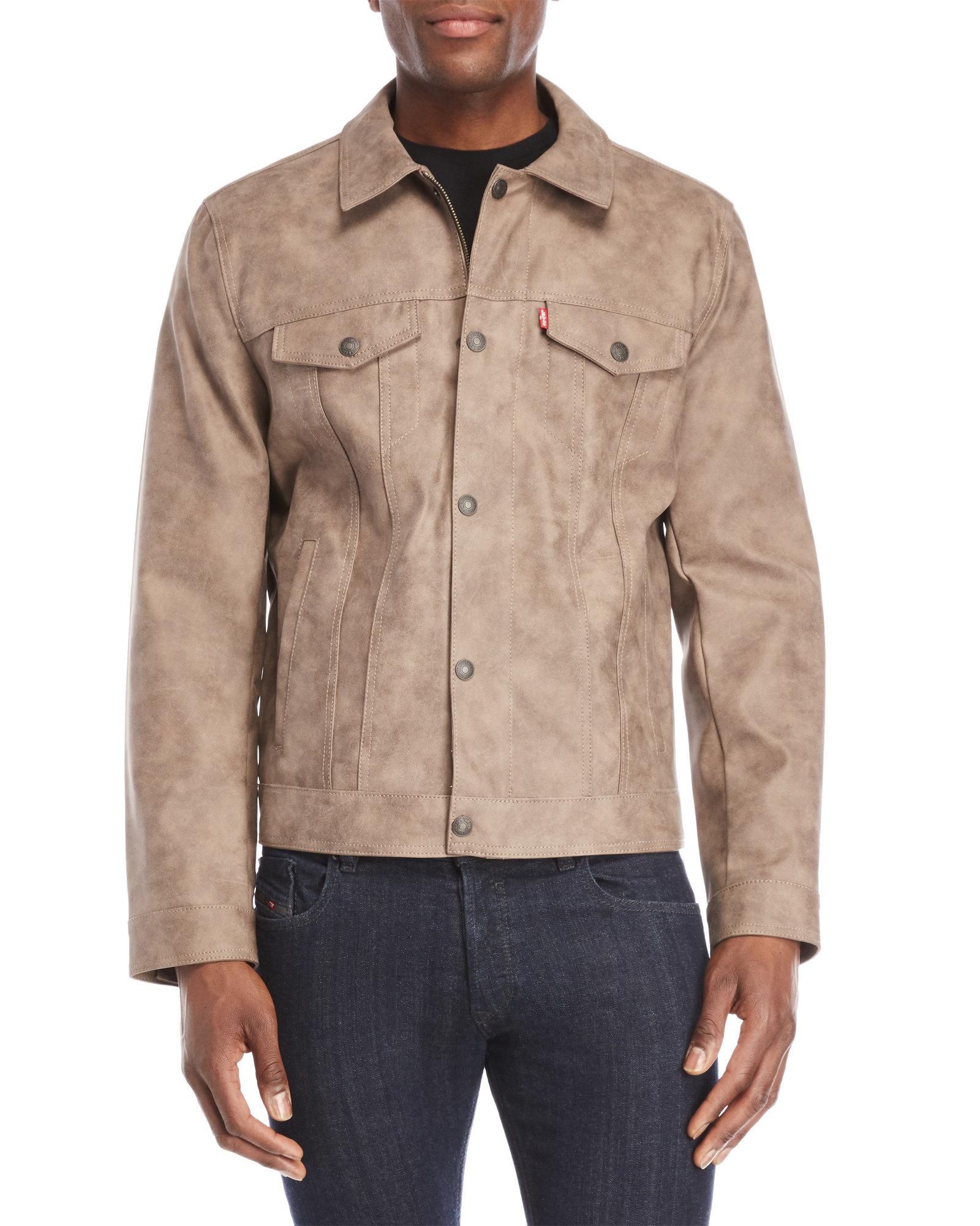 levi's men's faux suede lightweight trucker bomber jacket