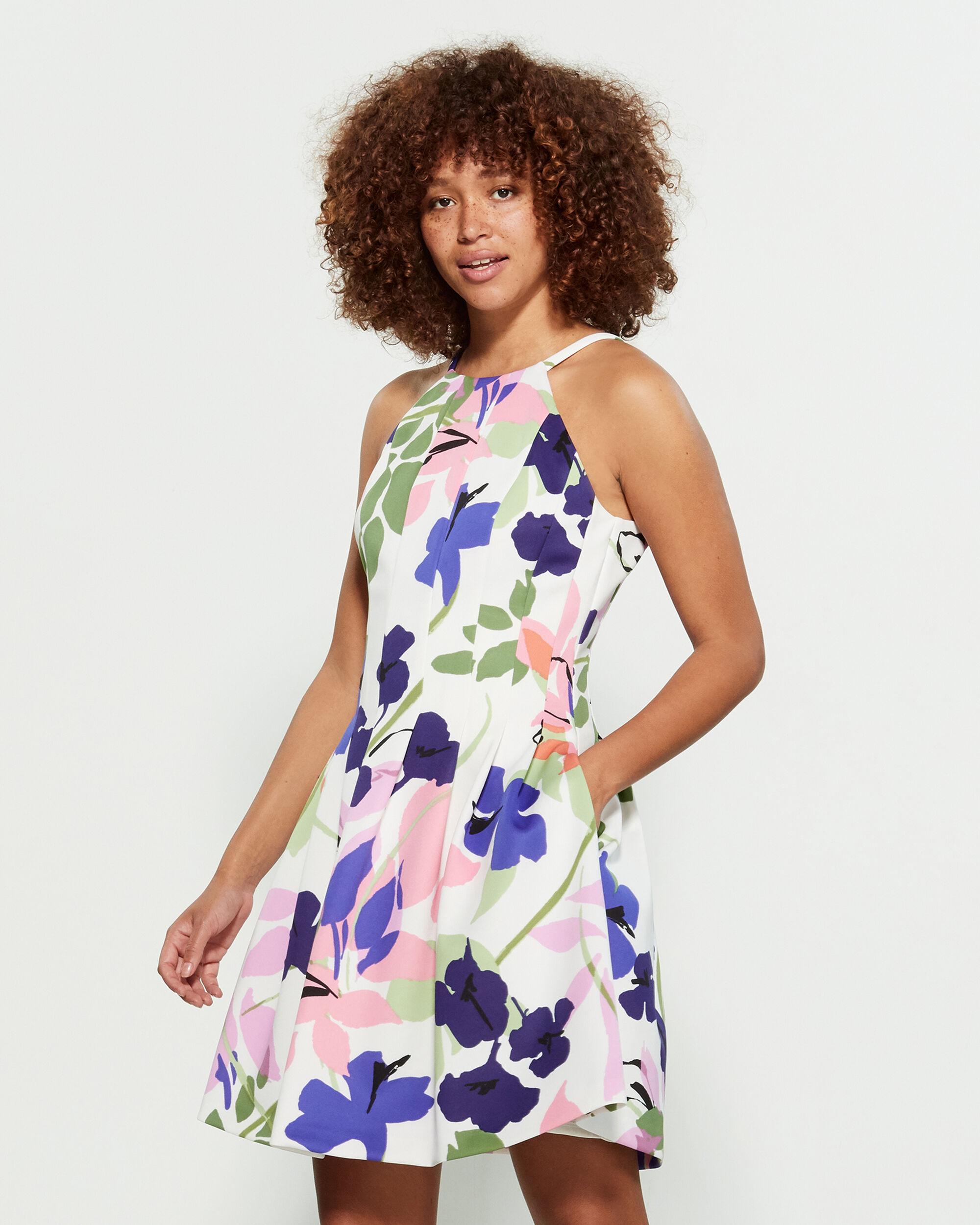 Vince Camuto Synthetic Floral Print Sleeveless Fit And Flare Dress Lyst 