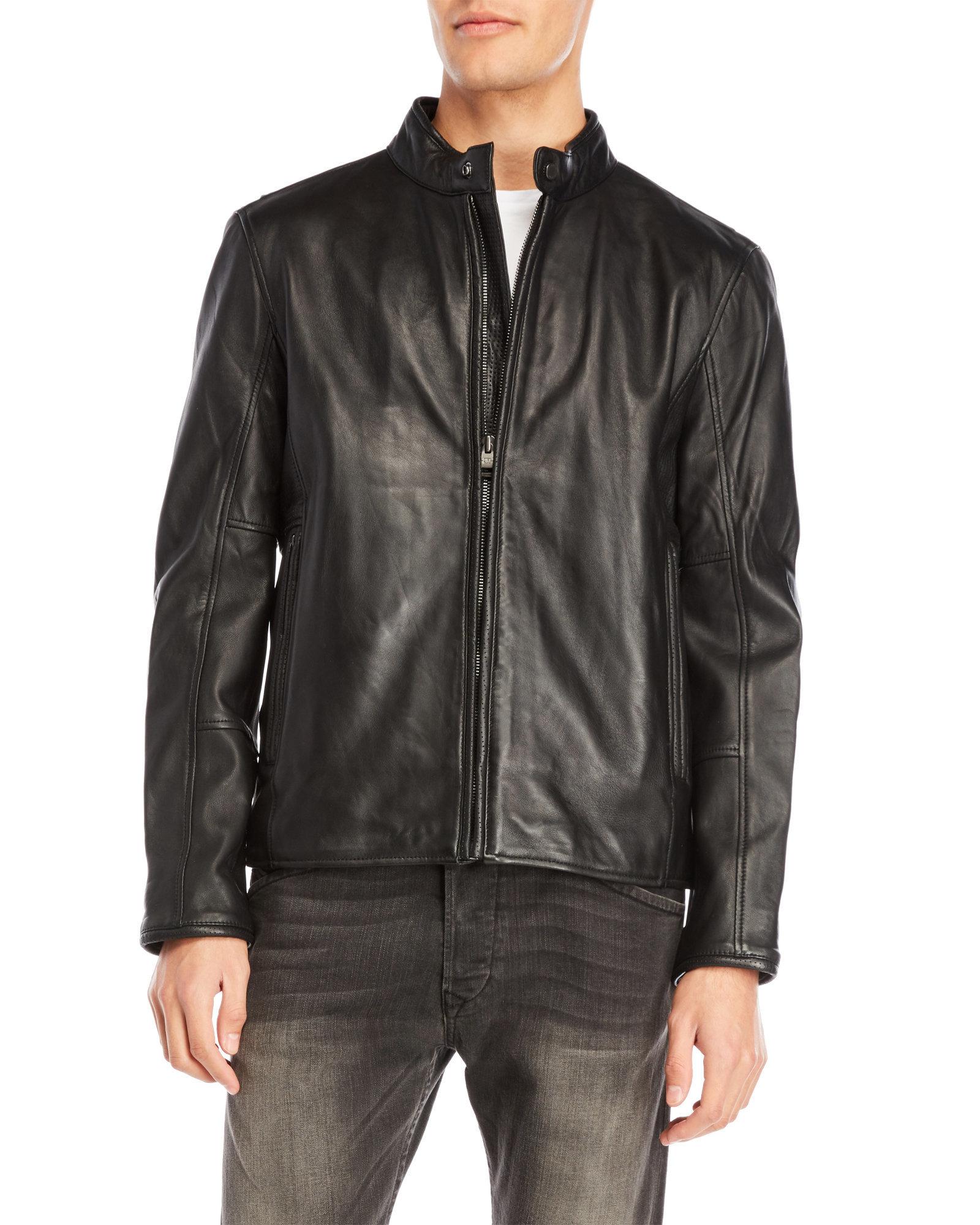 Andrew Marc Black Horace Leather Jacket For Men