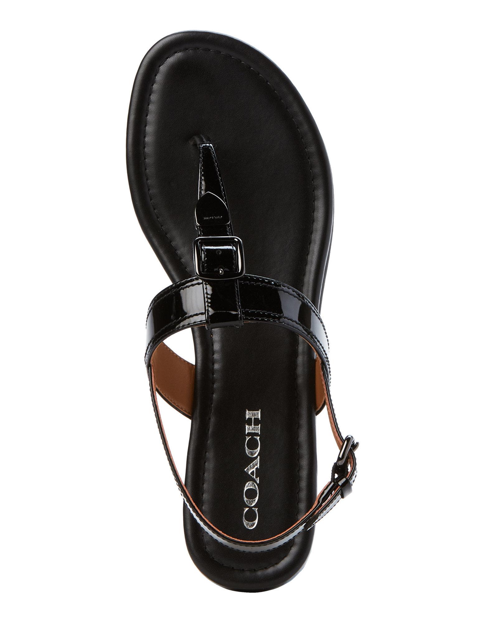 COACH Black  Cassidy Patent Leather  Thong Sandals  Lyst