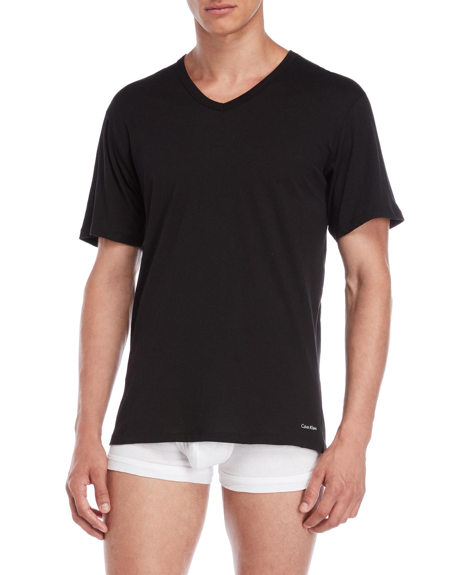 calvin klein slim fit v neck t shirt 3 pack