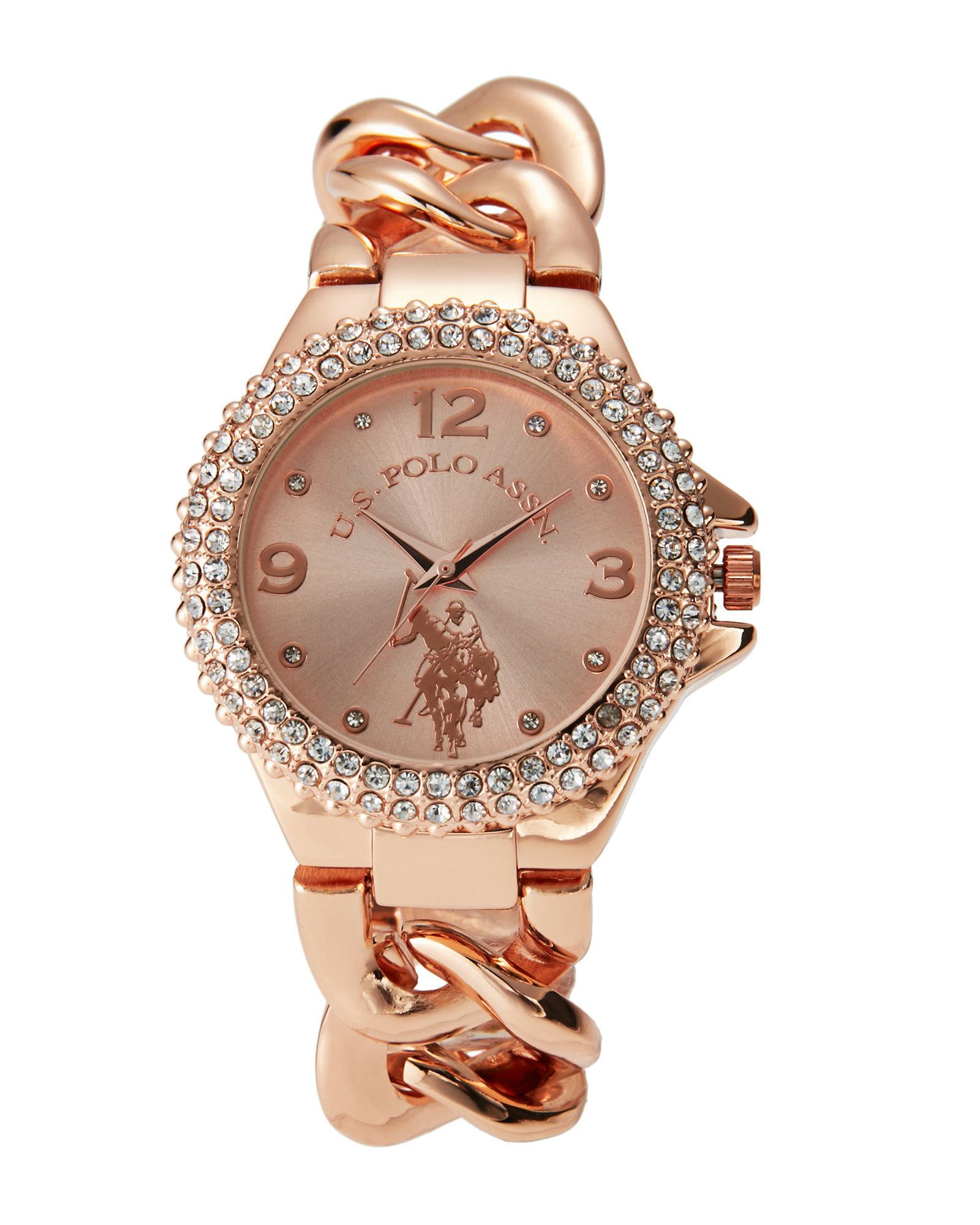 us polo rose gold watch