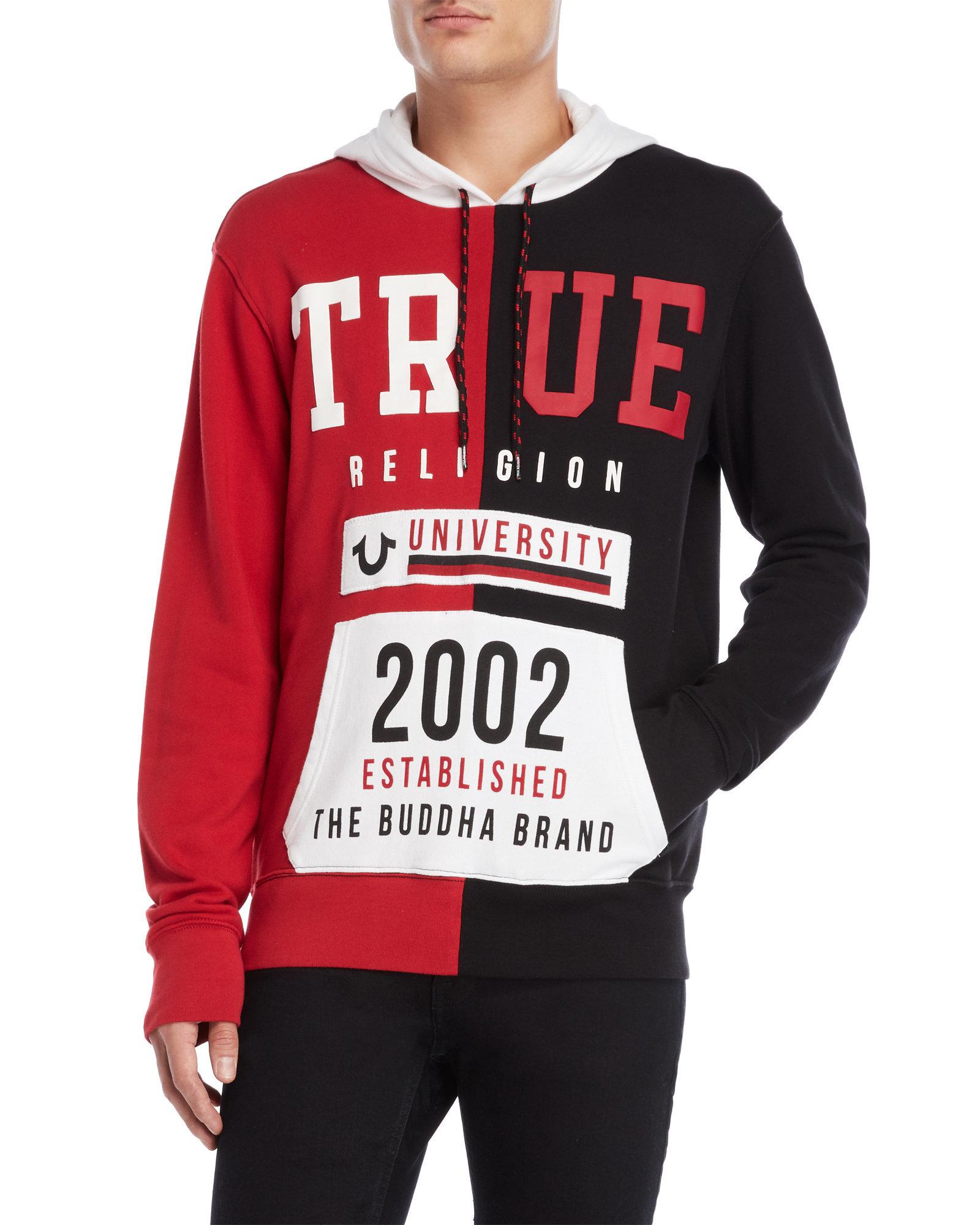 black and red true religion sweat suit