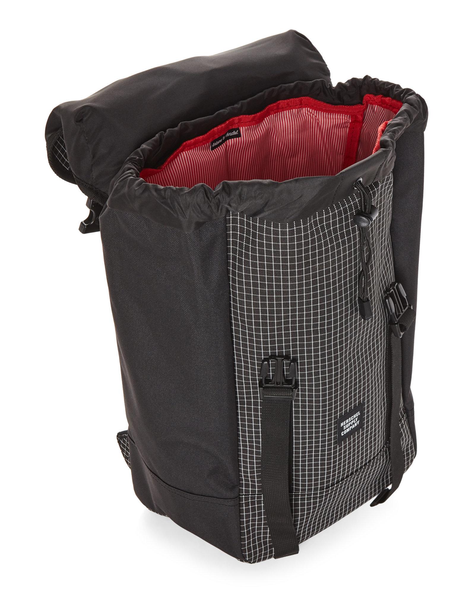 herschel black grid backpack