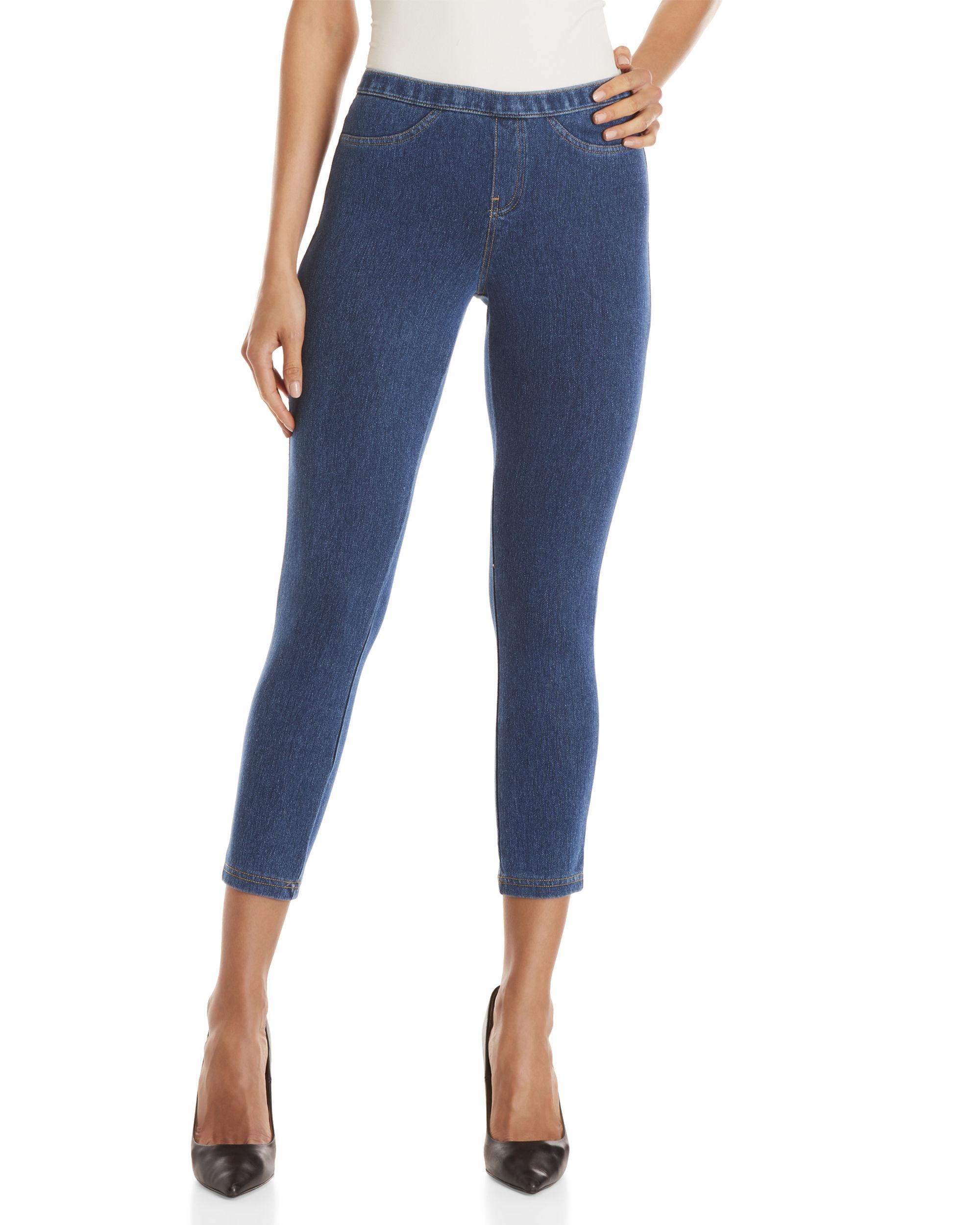 blue jean capri leggings