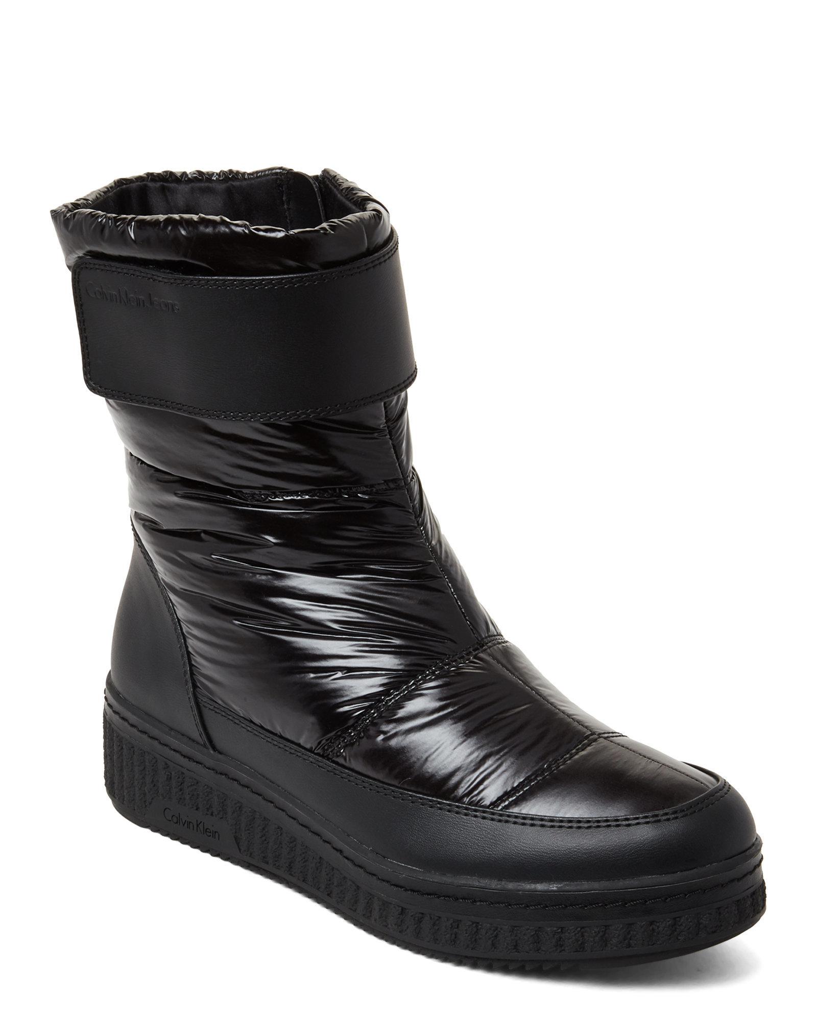 calvin klein black leonie nylon wedge boots