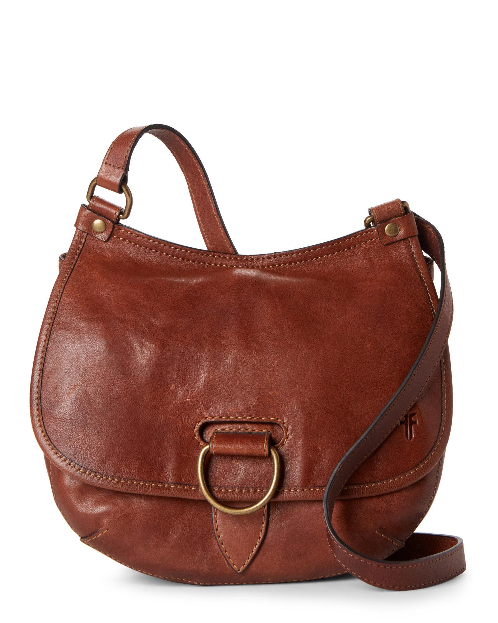 Frye Cognac Lucy Leather Crossbody In Brown Lyst Frye Cognac Lucy Leather Crossbody In
