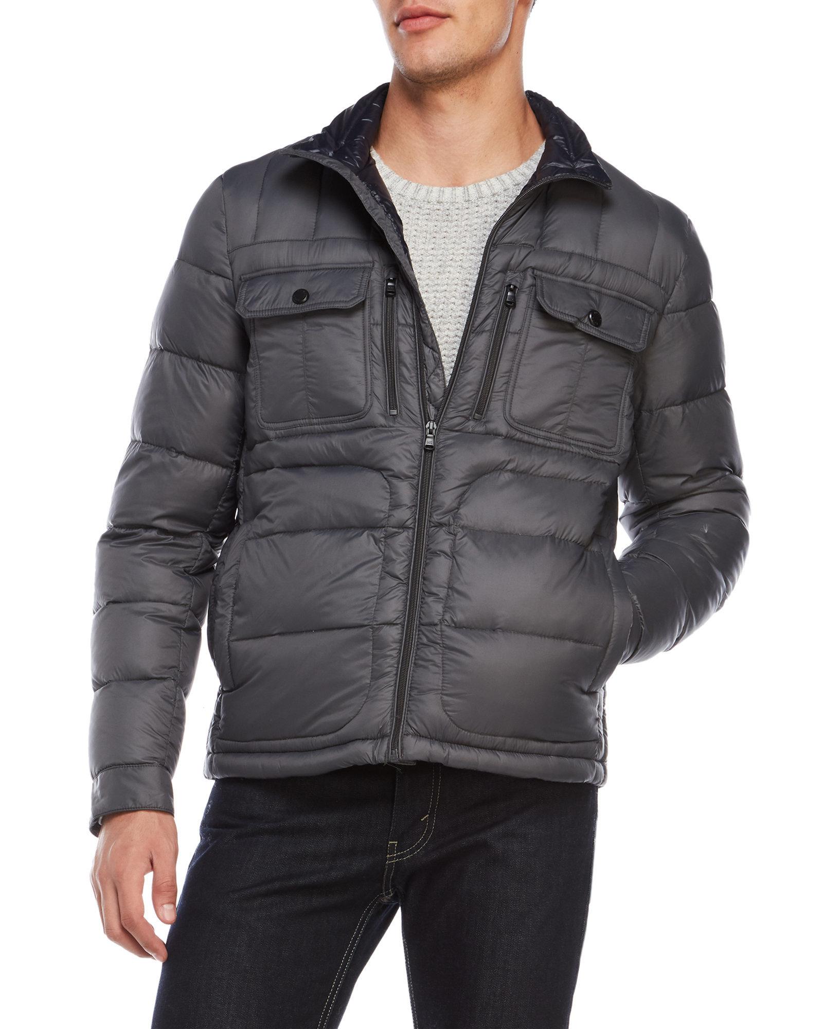 Download Michael Kors Synthetic Packable Down Shirt Jacket in Gray ...