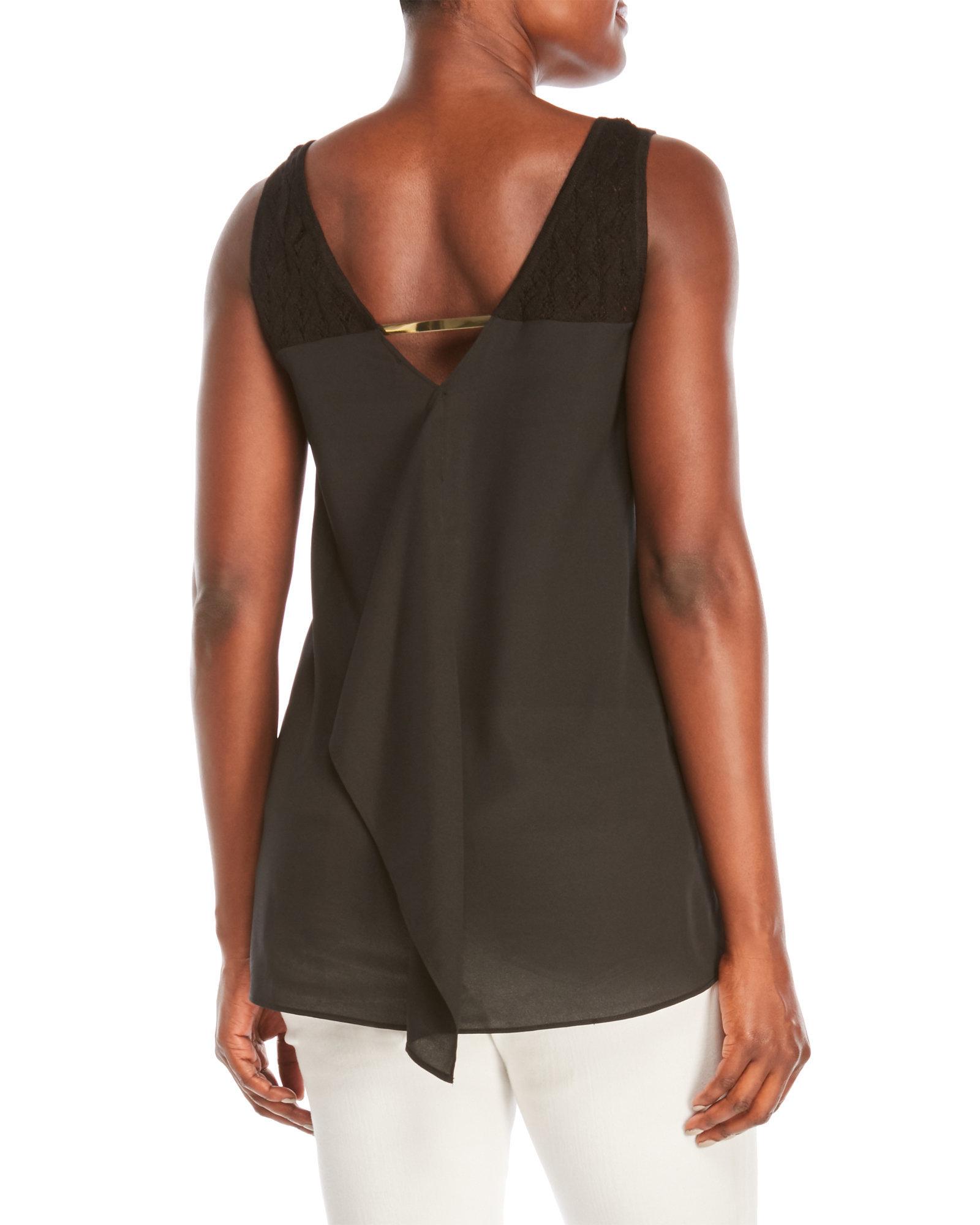 Lyst August Silk Bar Back Cascading Tank in Black