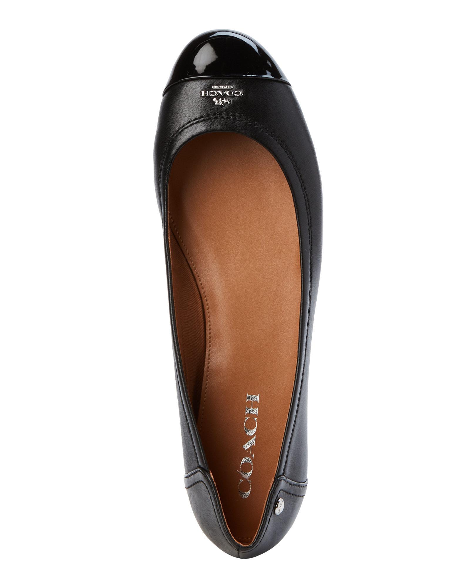 COACH Leather Black Chelsea Cap Toe Ballet Flats Lyst