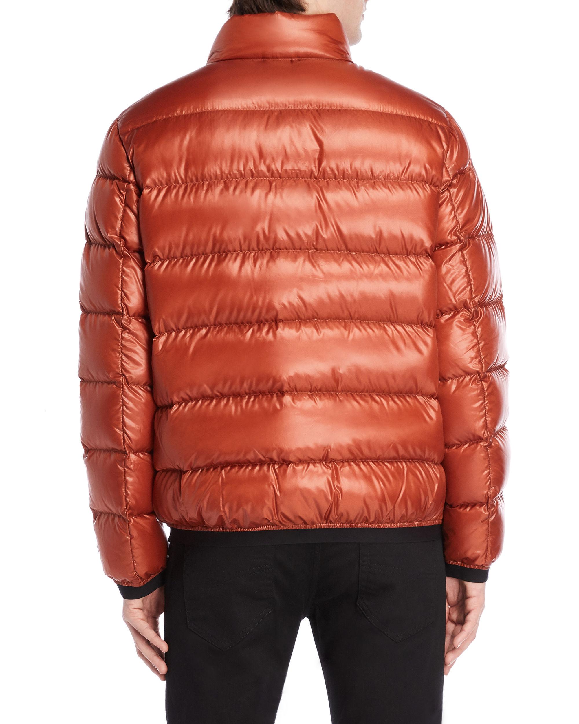 DKNY Synthetic Down Puffer Bomber Jacket in Orange for Men - Lyst