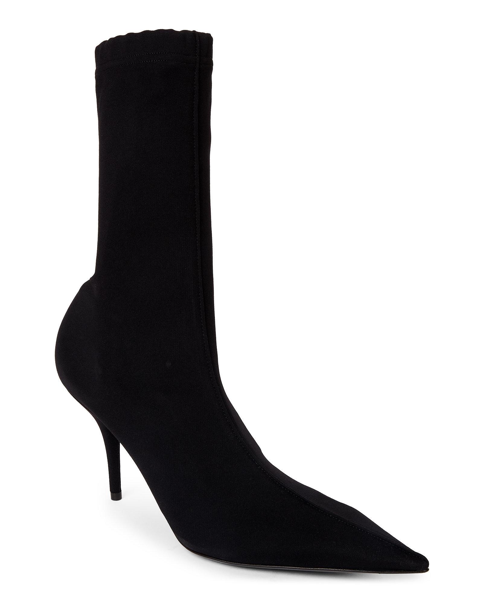 Balenciaga Leather Knife Stretch Knit Pointed Toe Booties in Black - Lyst
