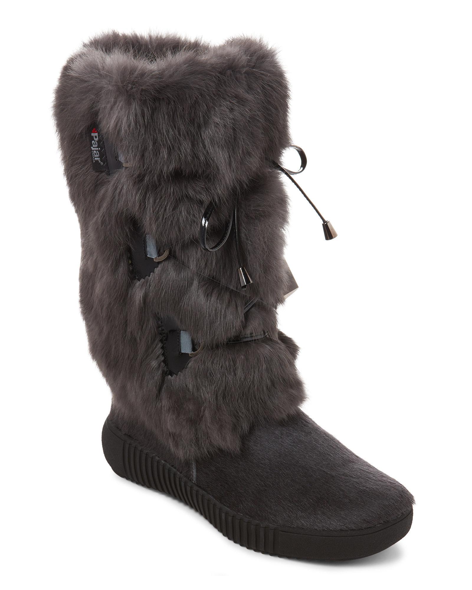 Pajar Charcoal Juliana Real Fur Boots in Gray Lyst