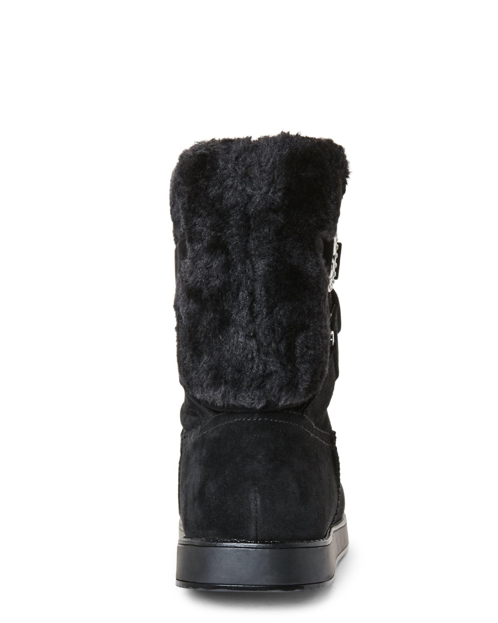 guess black fur boots