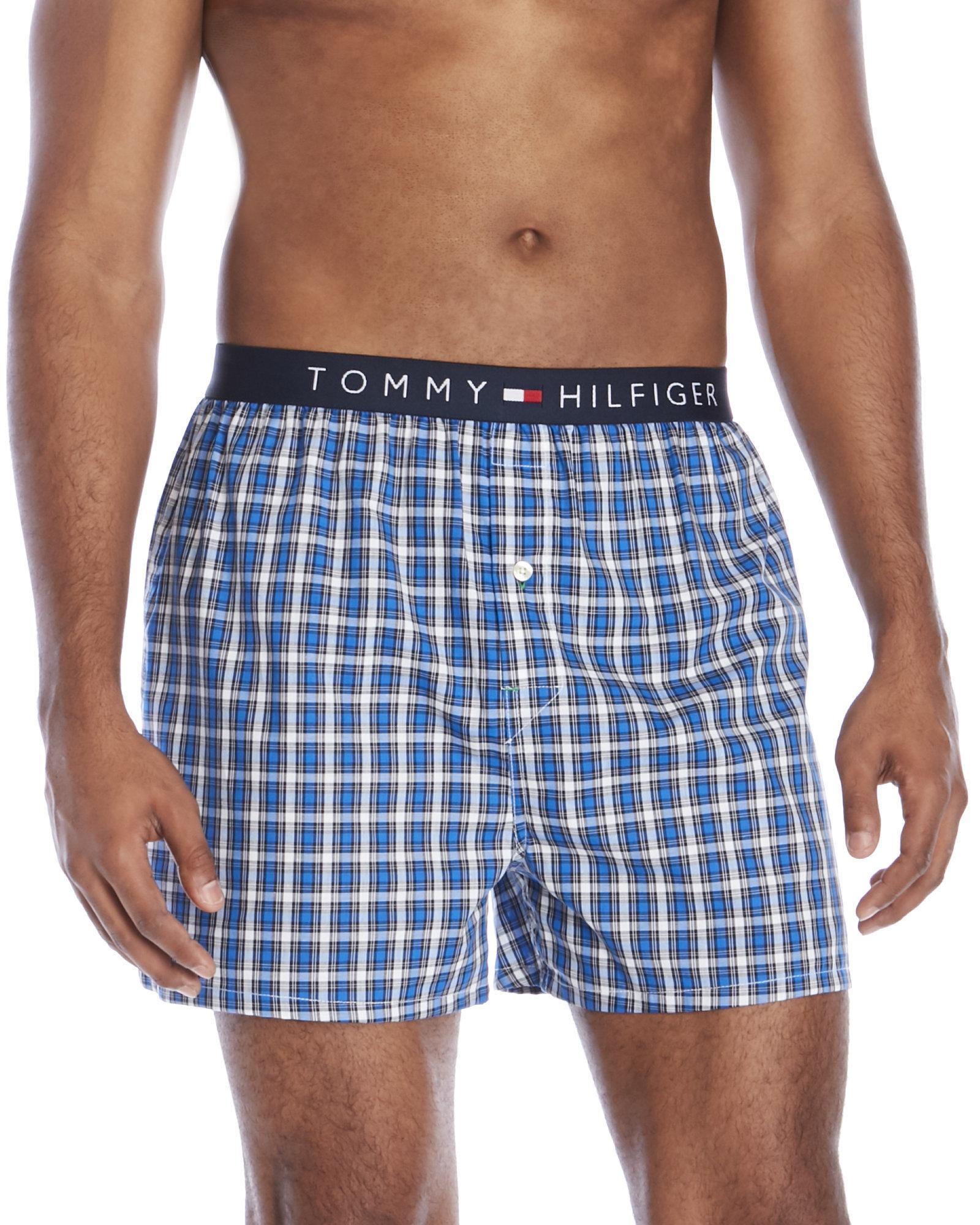Tommy Hilfiger Cotton Printed Woven Boxer Shorts in Blue for Men - Lyst