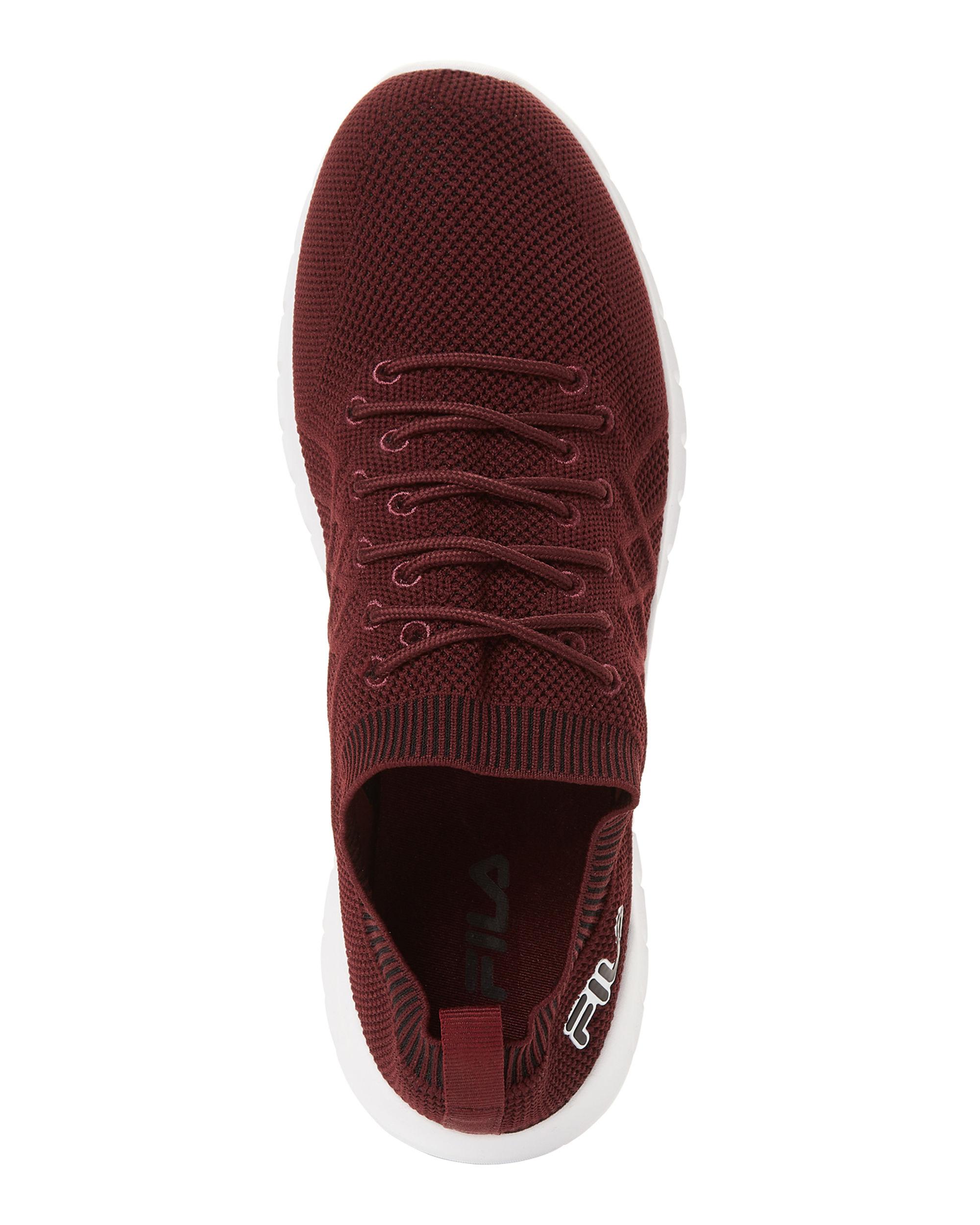 burgundy fila sneakers
