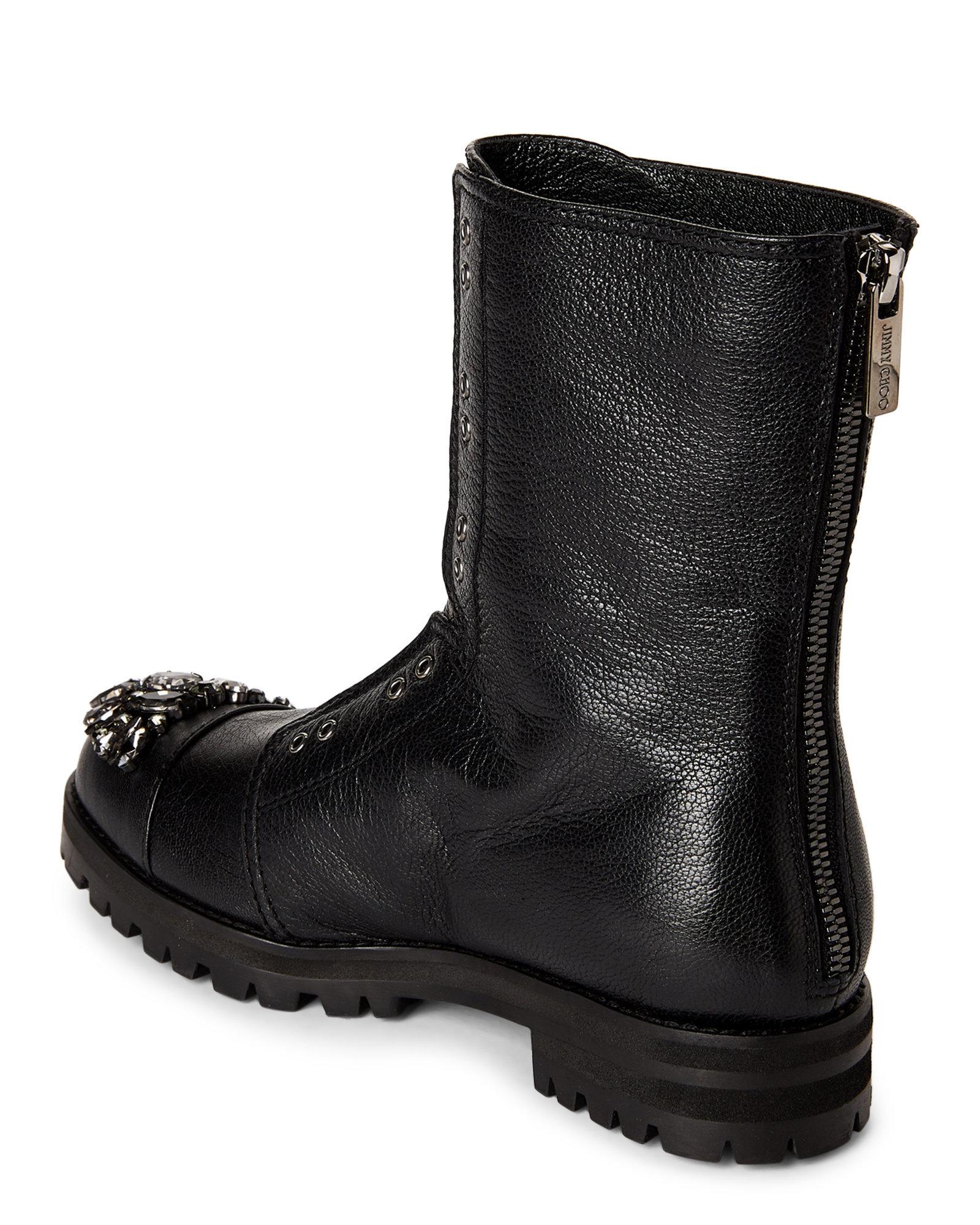 Jimmy Choo Hatcher Embellished Leather Ankle Boots in Black Lyst