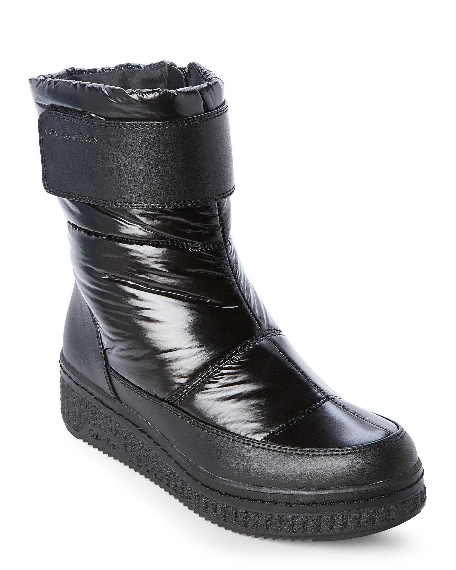 calvin klein black leonie nylon wedge boots